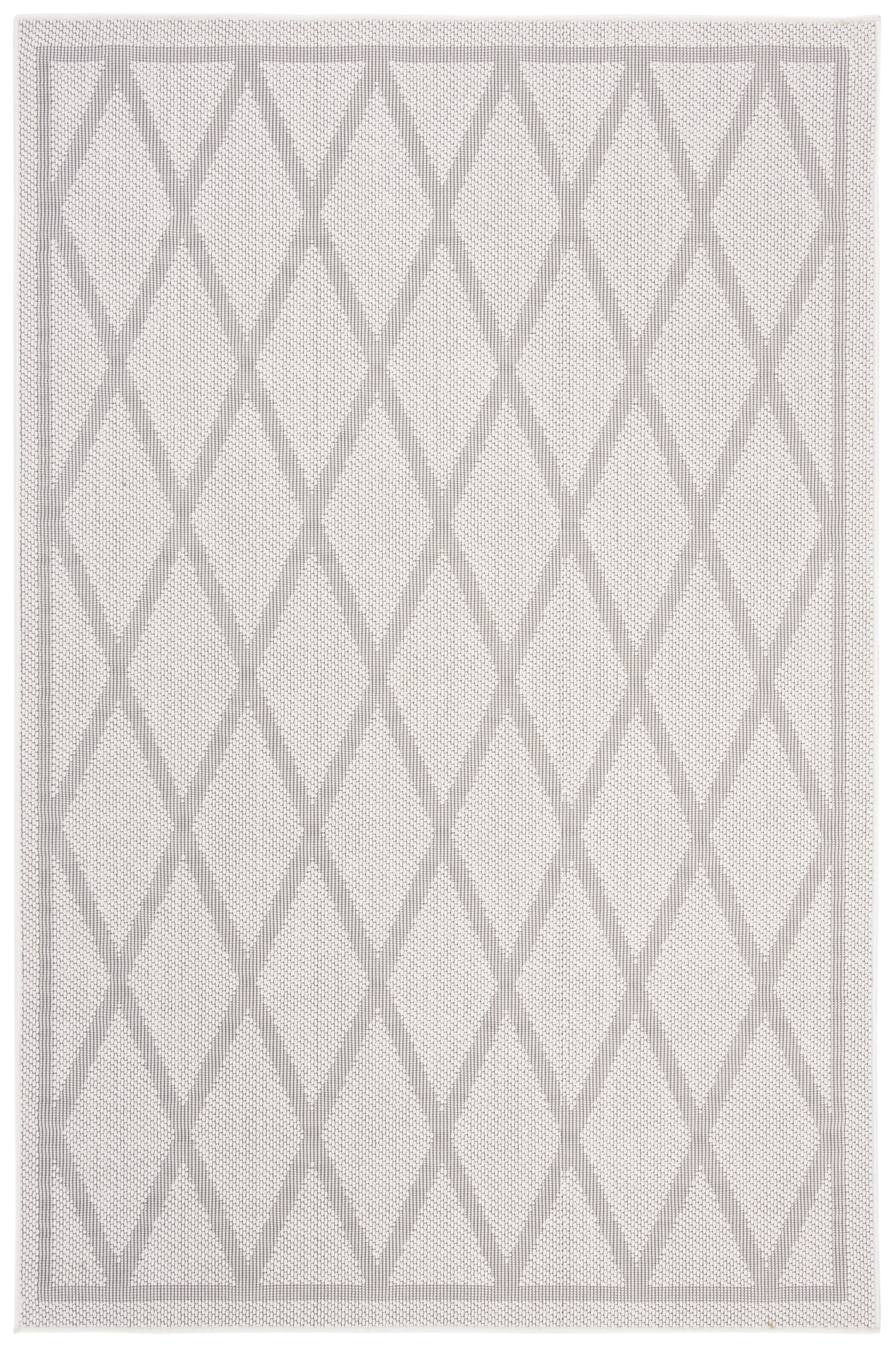 Ivory and Light Grey Geometric 8' x 10' Synthetic Area Rug