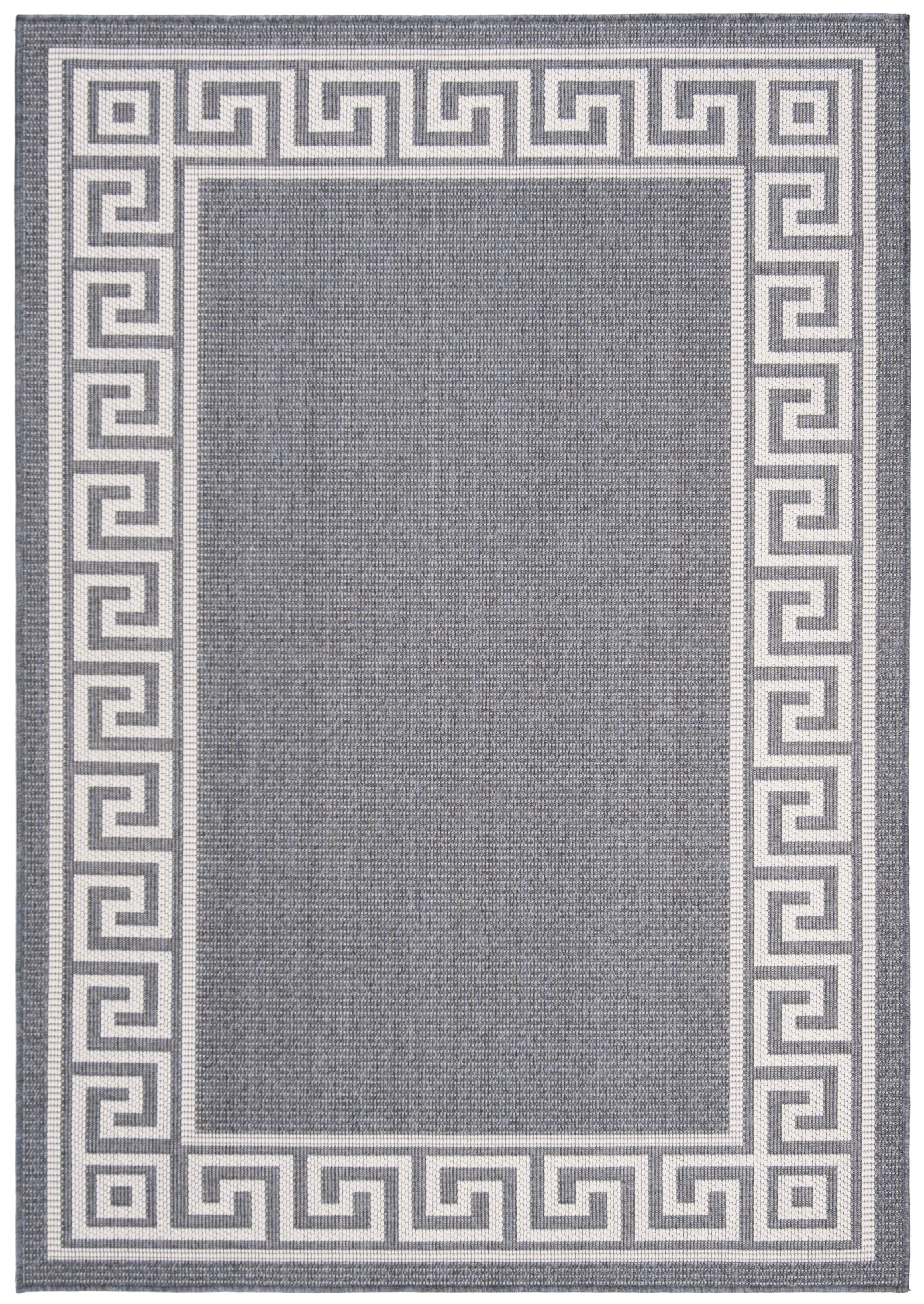 Dark Blue and Ivory Geometric 8' x 10' Synthetic Area Rug
