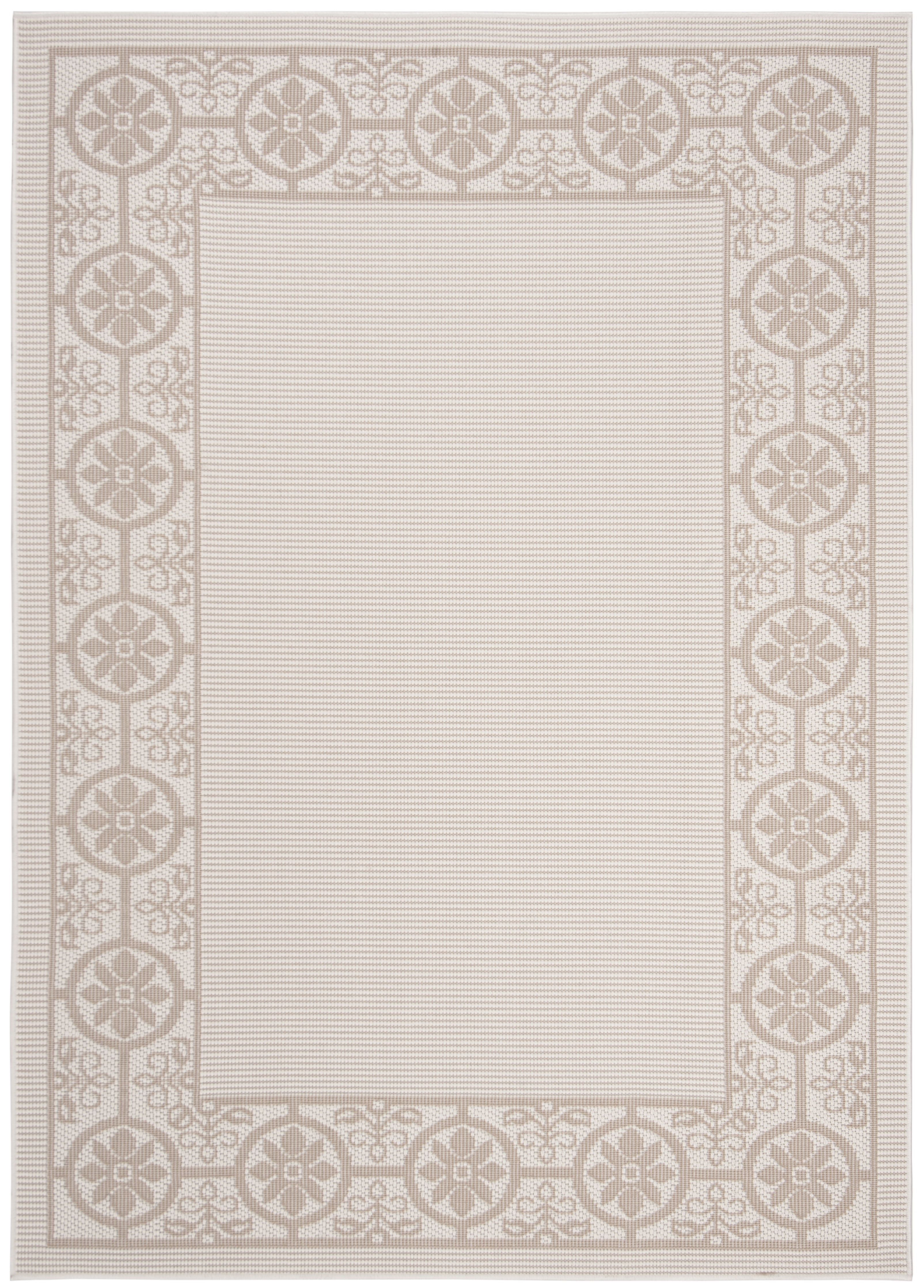 Ivory Beige Floral Reversible Synthetic 9' x 12' Area Rug