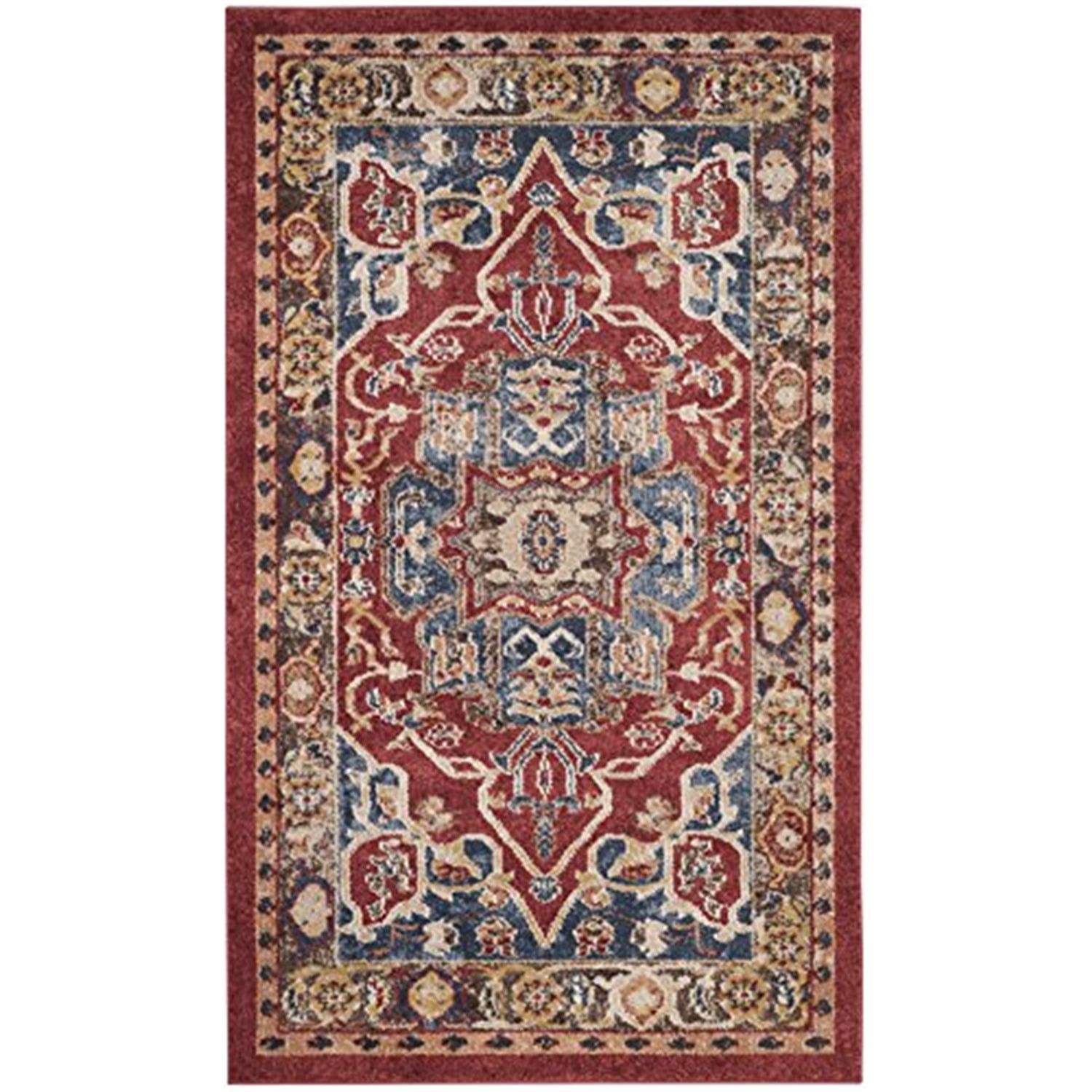 Royal Bijar 3' x 5' Red Synthetic Traditional Accent Rug