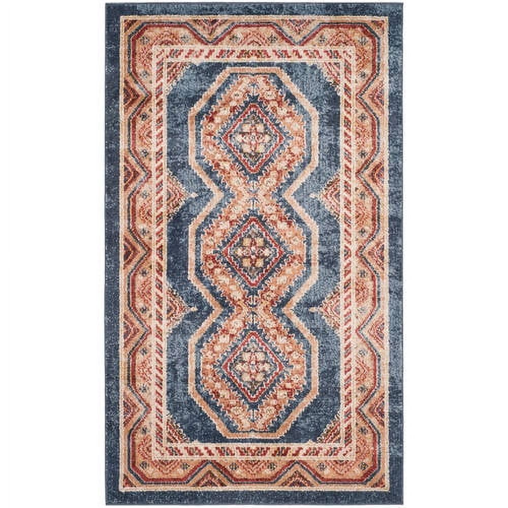 Royal and Rust Rectangular Wool Area Rug, 6'7" x 9'