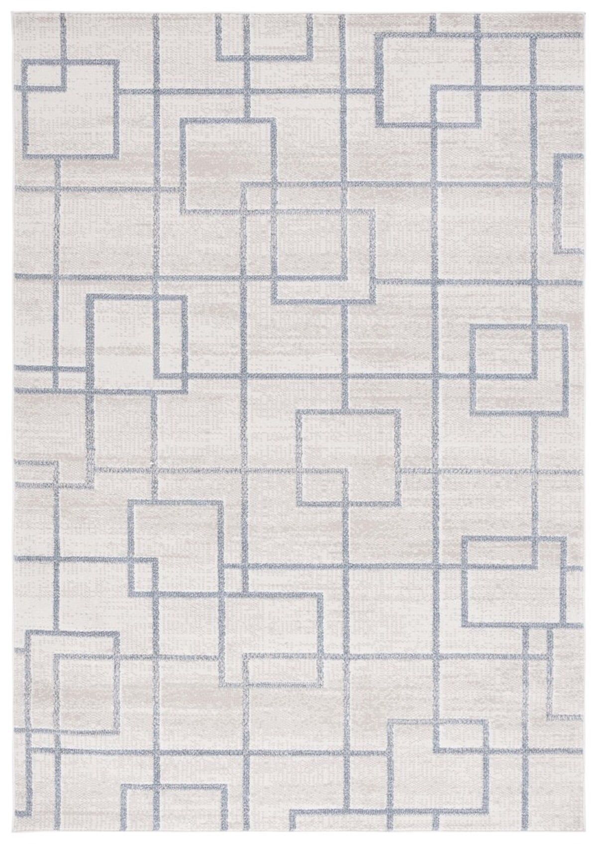 Gray Geometric Machine Washable Synthetic Area Rug, 8' x 10'