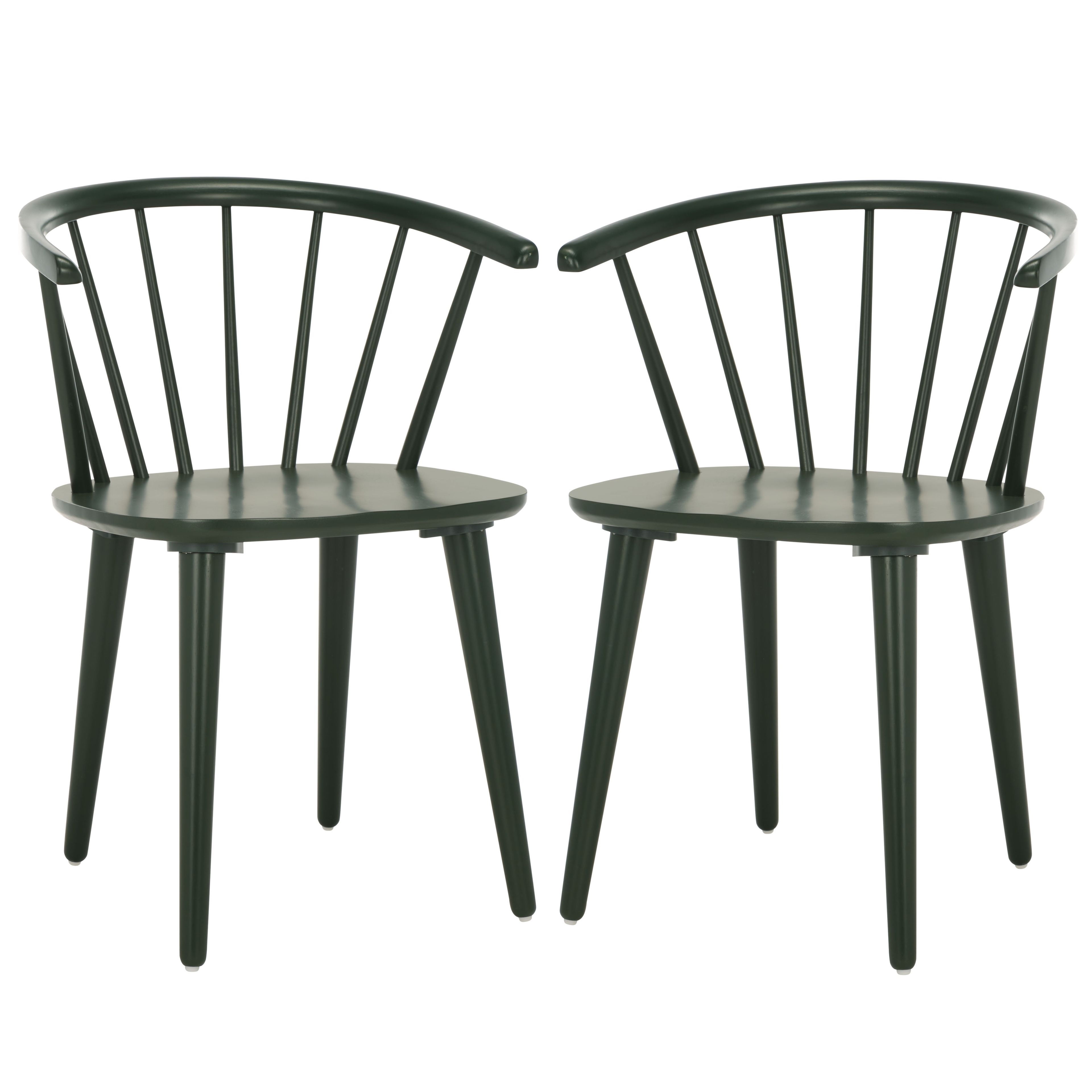 Garden Green Rubber Wood Armless Dining Chair Set