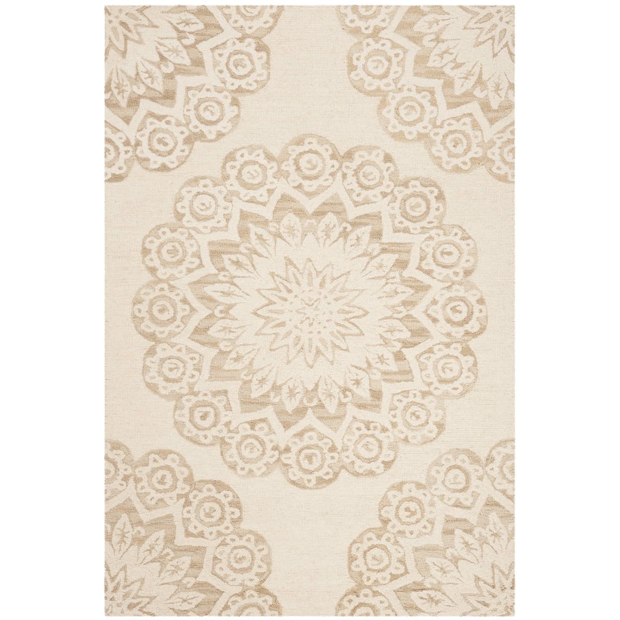 Ivory Elegance Hand-Tufted Wool Round Accent Rug, 2' x 3'