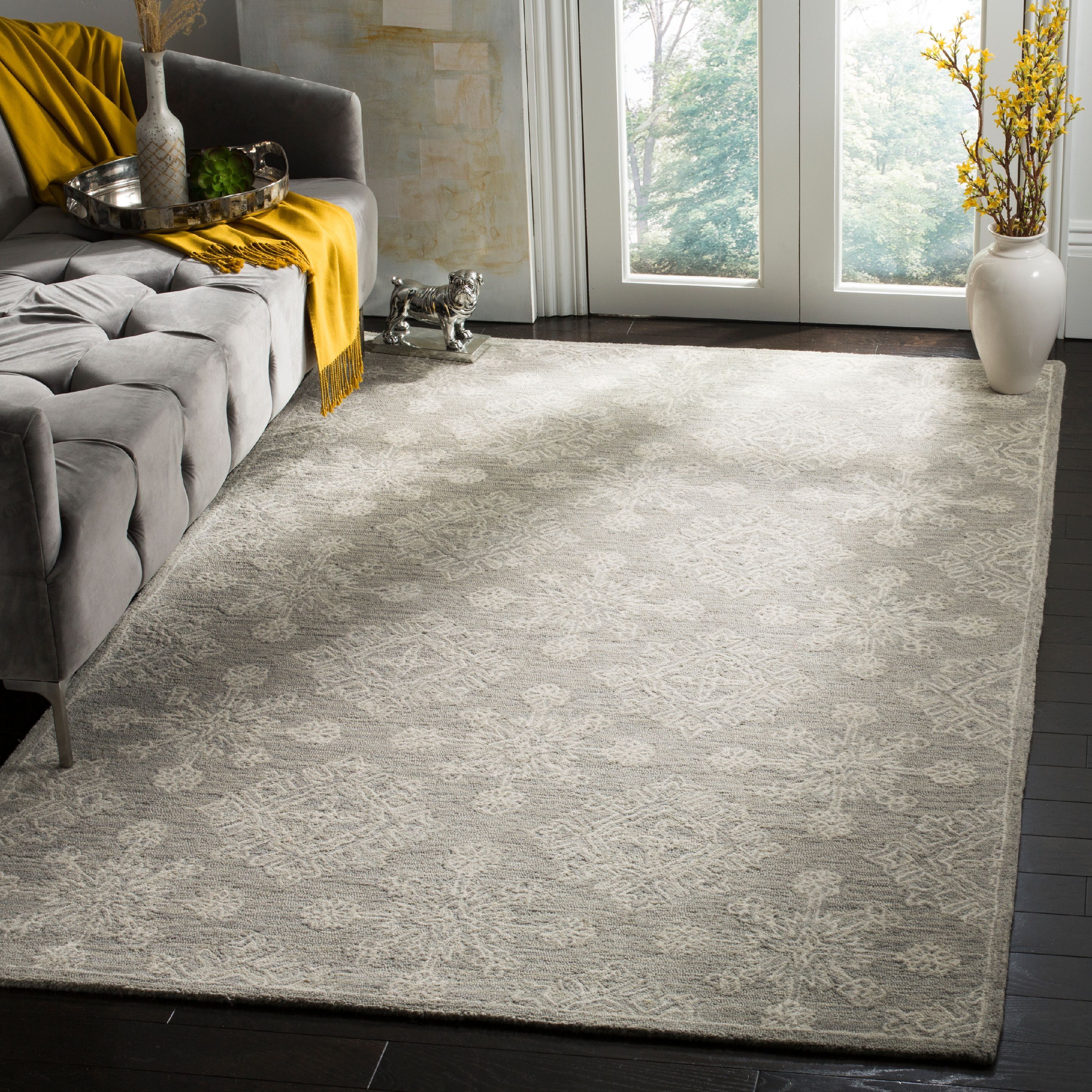 Hand-Tufted Gray Wool Square Accent Rug 47" x 47"