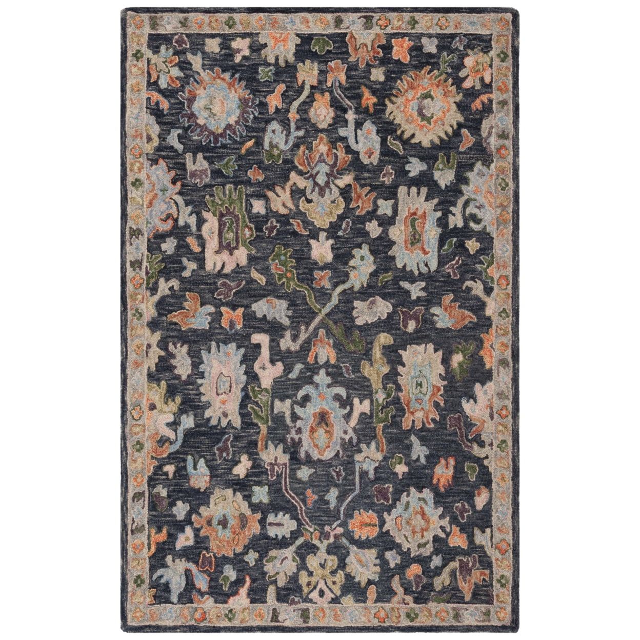 Gray Floral Hand Tufted Wool Runner Rug 2'3" x 8'