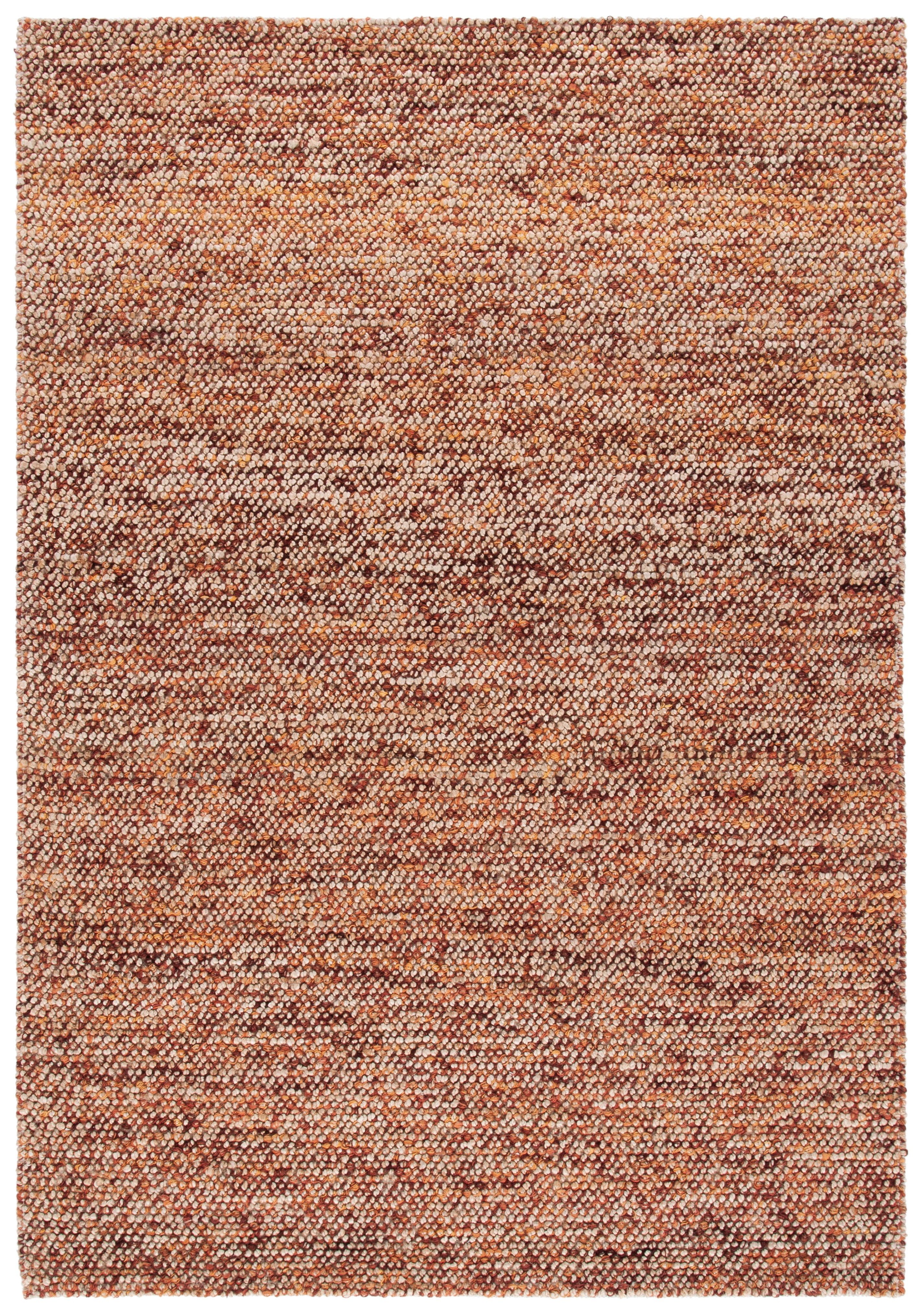 Hand-Knotted Natural and Rust Wool 8' x 10' Rug