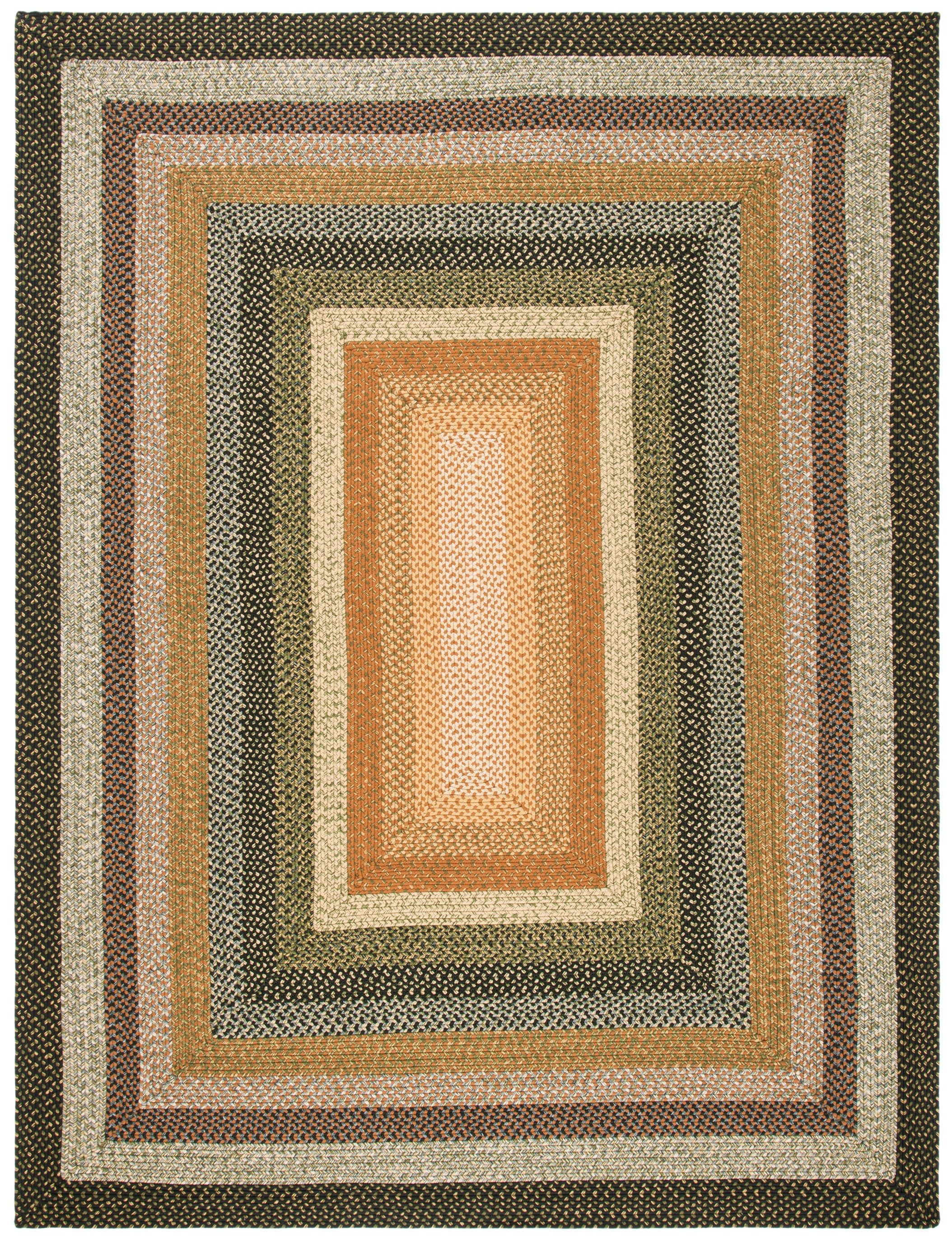 Handwoven Reversible Braided Blue Synthetic Area Rug, 10' x 14'