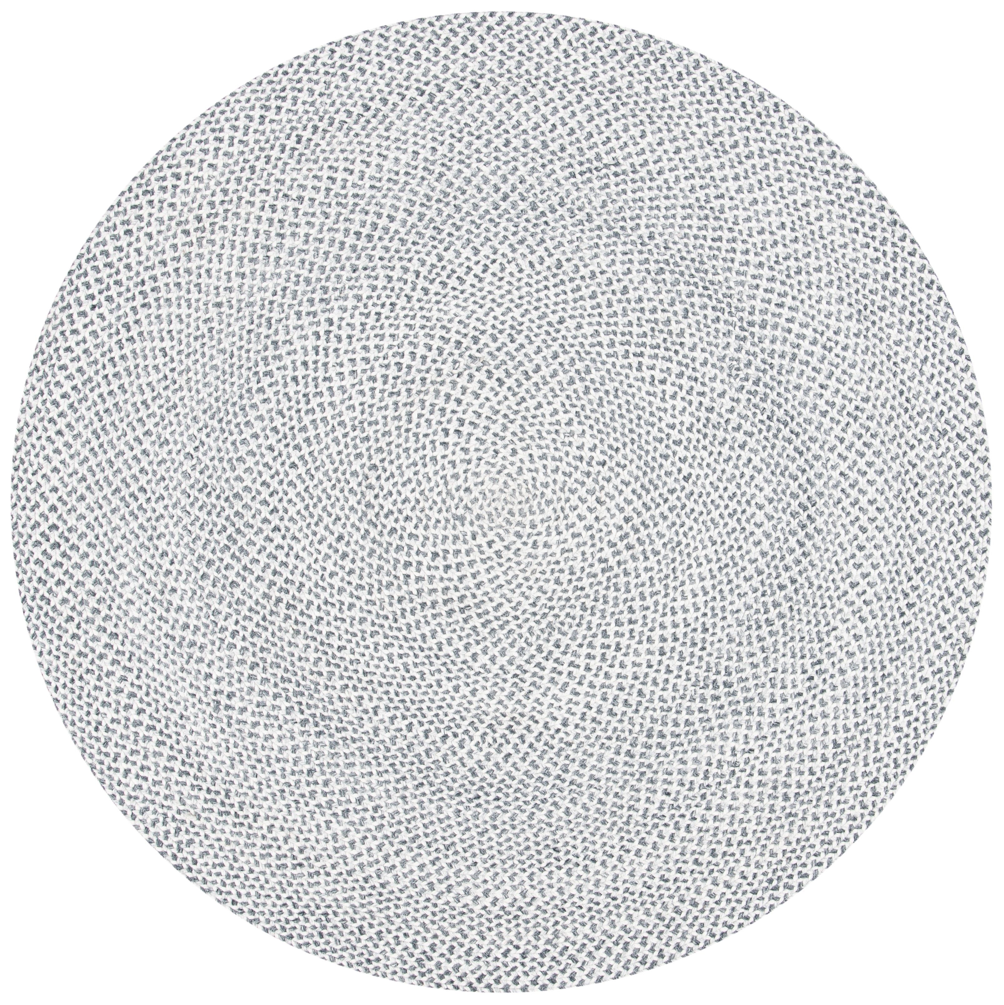 Handmade Grey and Ivory Braided Round Synthetic Rug, 10' Diameter