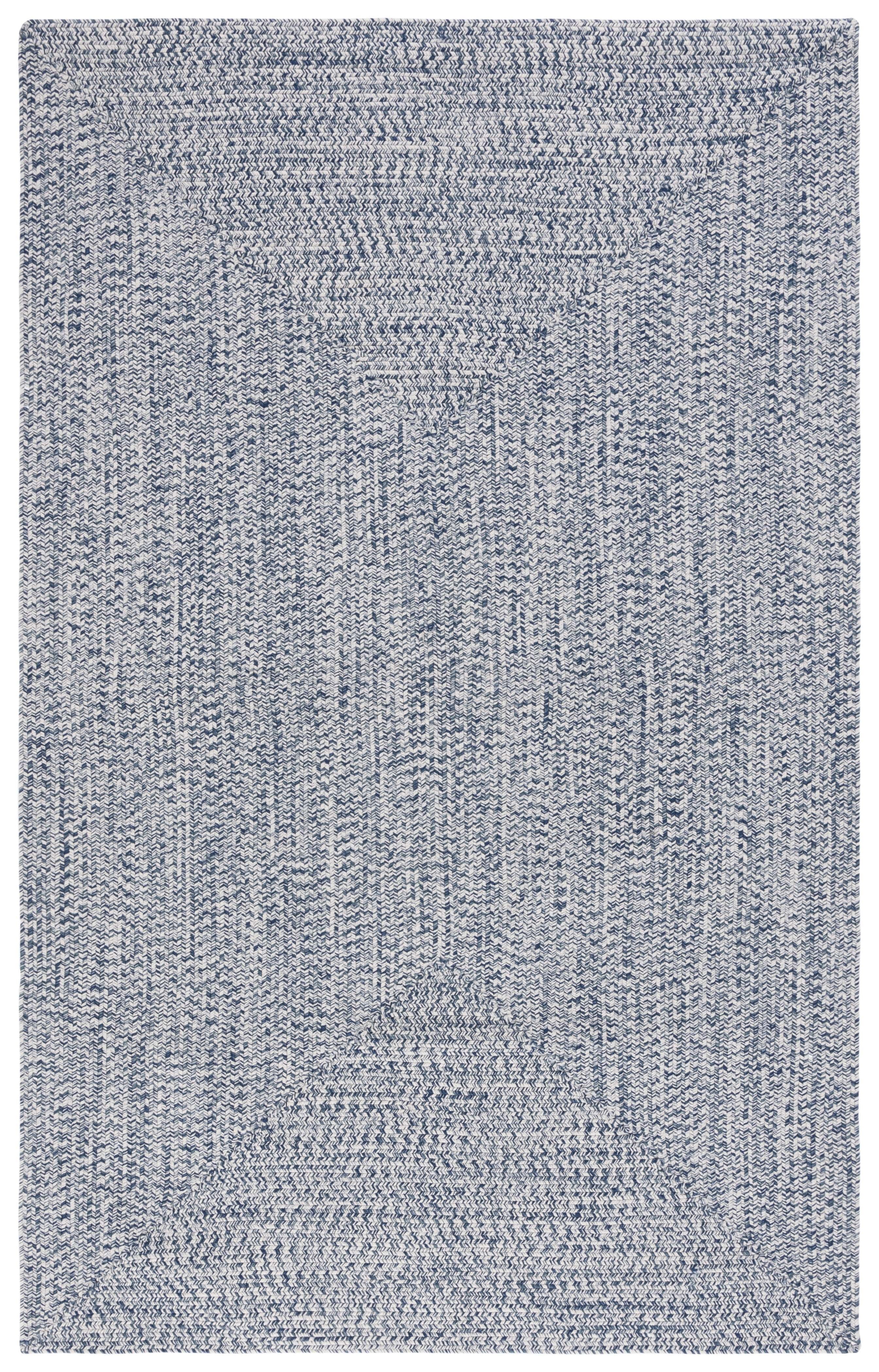Handmade Dark Blue and Ivory Braided Reversible Area Rug