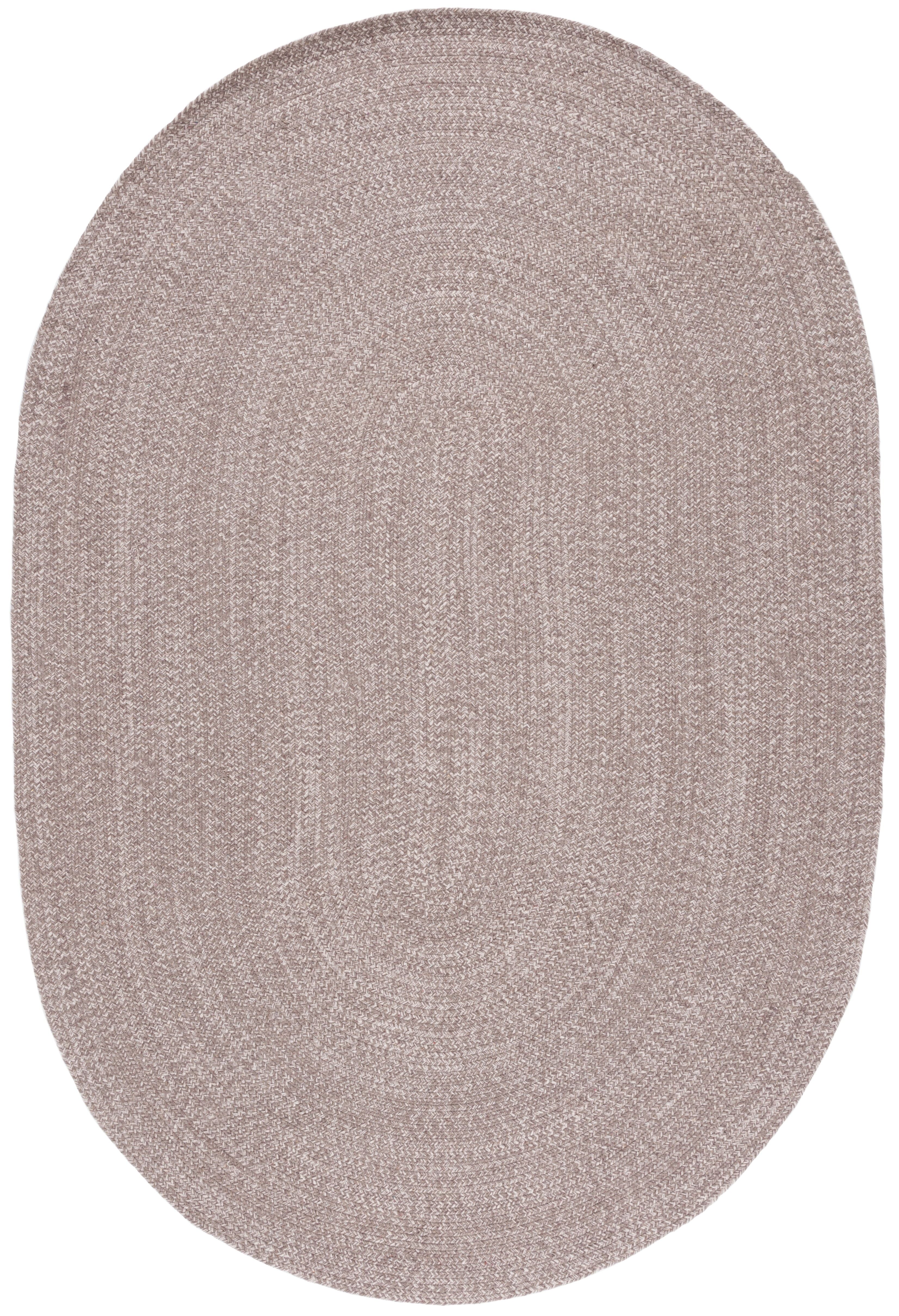 Ivory and Beige Braided Cotton Oval Area Rug 4' x 6'