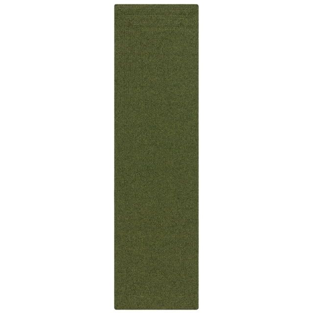 Green Braided Synthetic Washable Reversible Runner Rug, 2'-3" x 16'