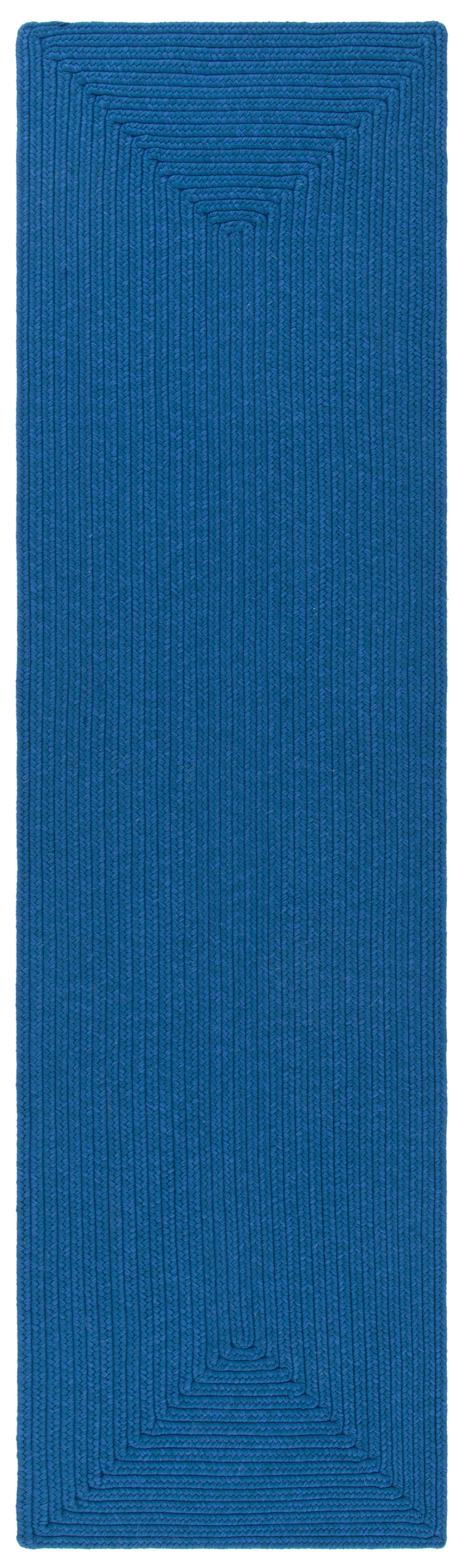 Handmade Blue Synthetic Braided Runner Rug, 2'3" x 6'