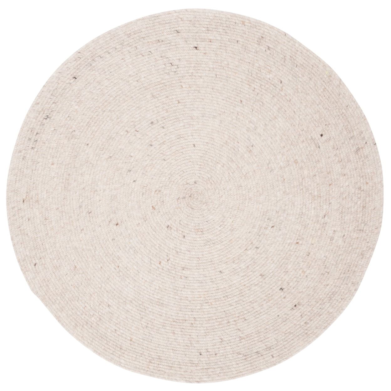 Beige Oval Braided Wool 5' x 7' Area Rug