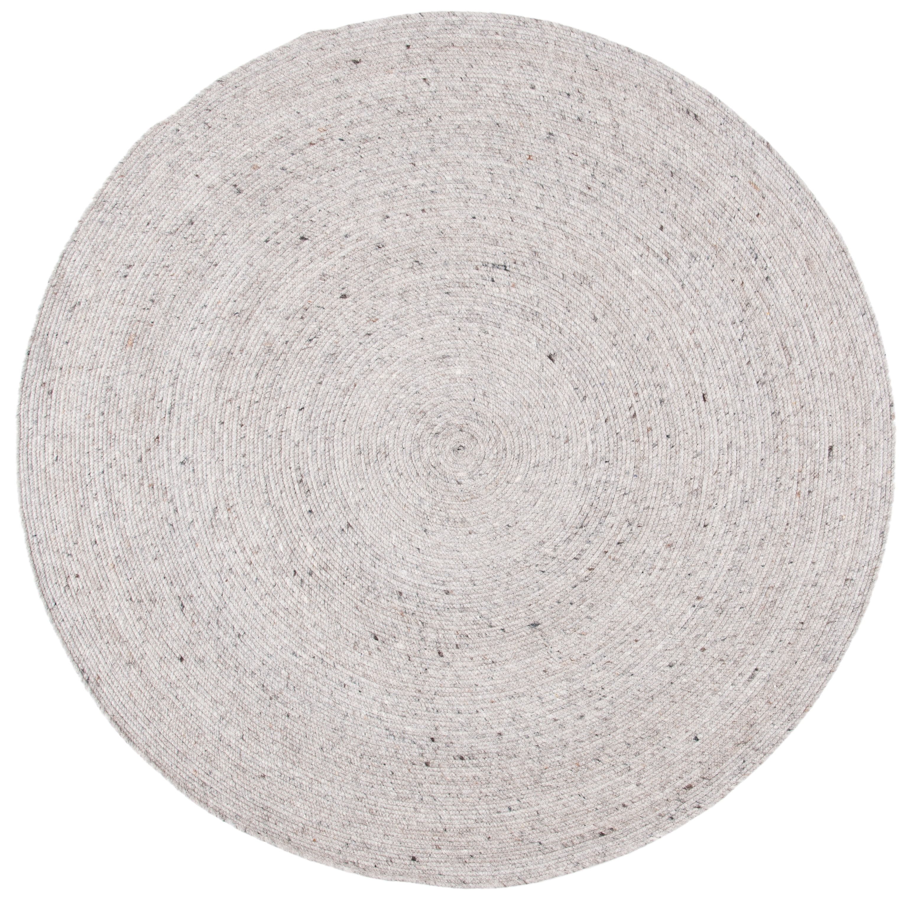 Handmade Gray Wool Braided Reversible Round Rug, 7' x 7'