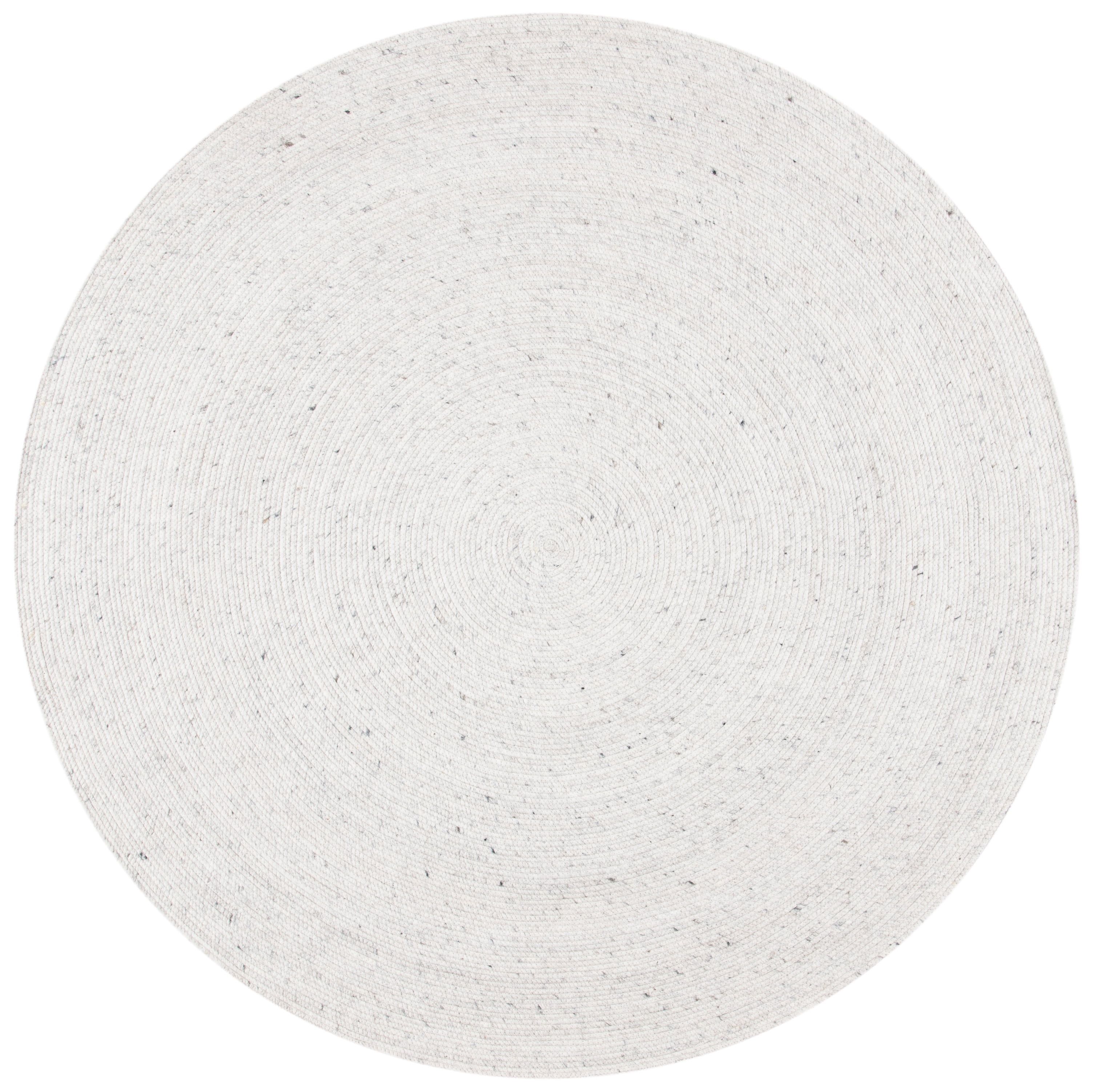 Handwoven Coastal Charm Light Beige Wool 7' Round Area Rug