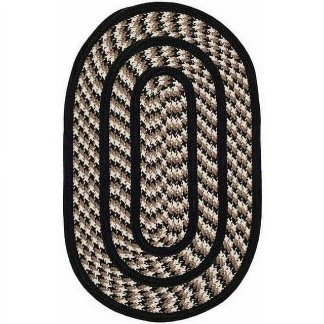 Handmade Oval Ivory and Black Braided Synthetic Rug 3' x 5'