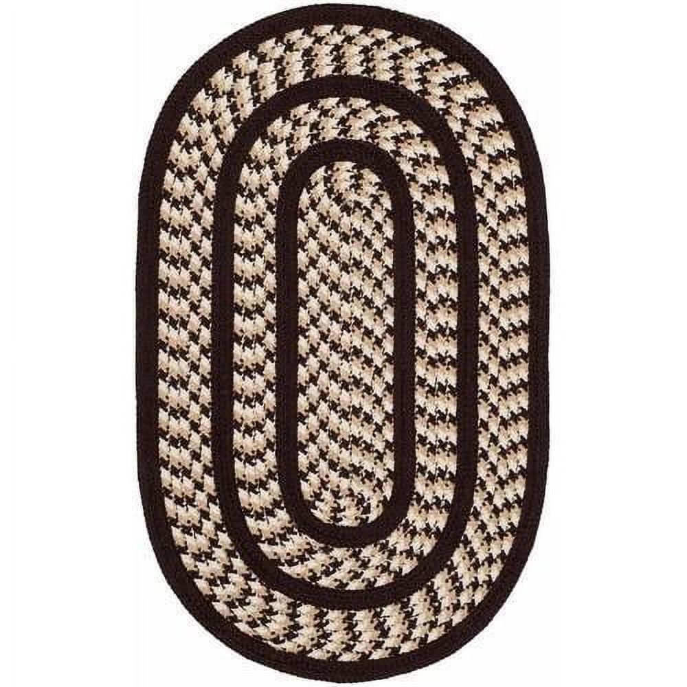 Handmade Ivory & Dark Brown Braided Oval 8' x 10' Synthetic Rug