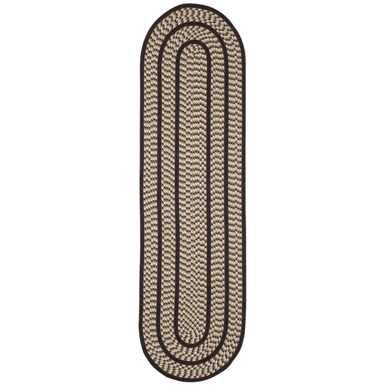 Handmade Reversible Ivory and Dark Brown Round Braided Rug
