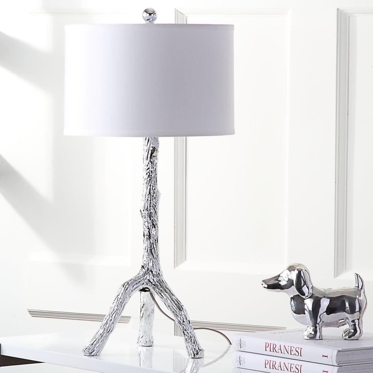 Silver Branch Sculptured Resin Table Lamp Set, 29" Height