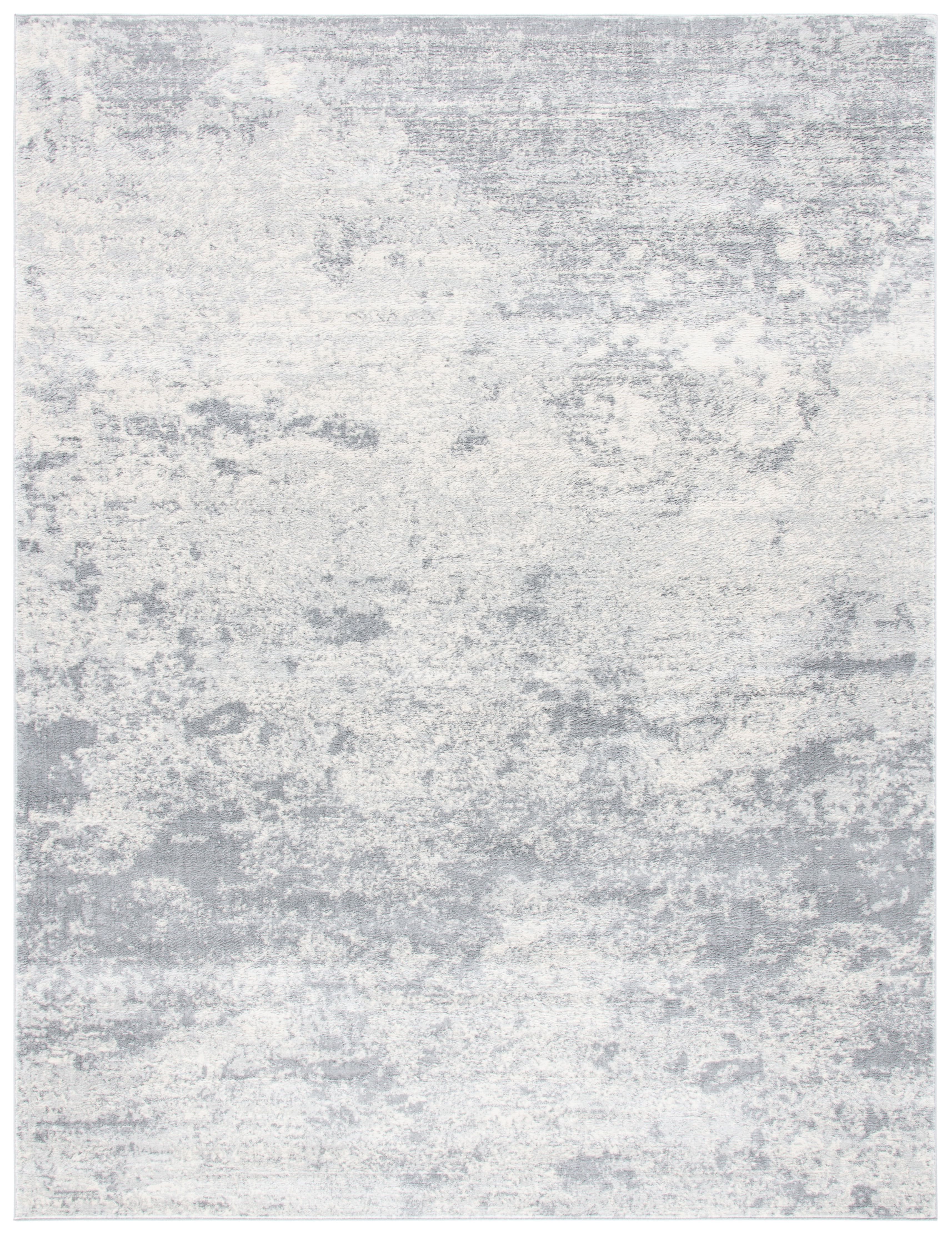 Gray Reversible Rectangular Stain-Resistant Synthetic Area Rug