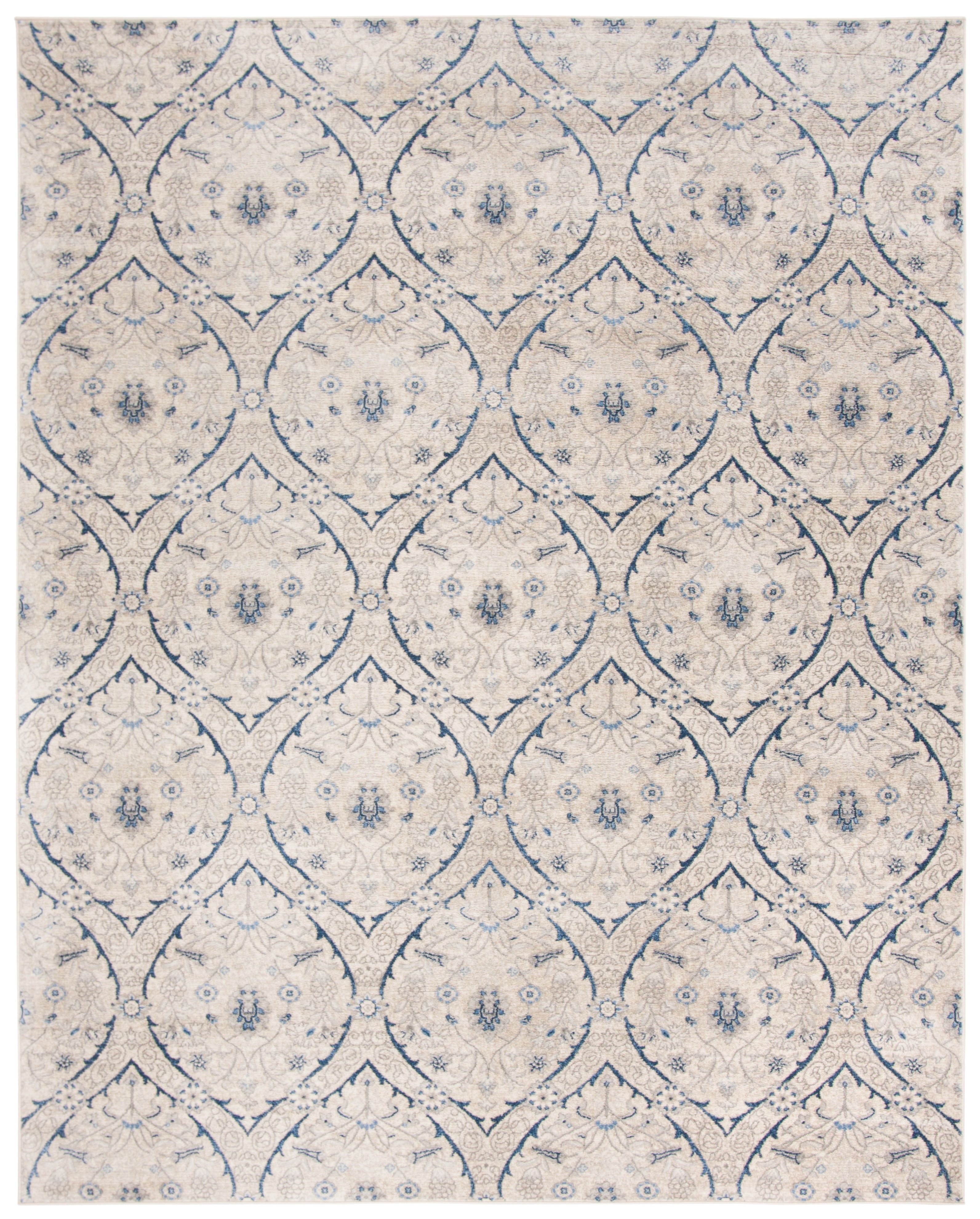 Elysian Light Grey/Blue Synthetic Rectangular Easy-Care Rug