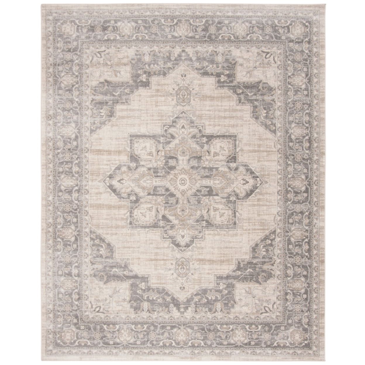 Cream & Grey Synthetic Majestic Medallion Area Rug, 11' x 15'