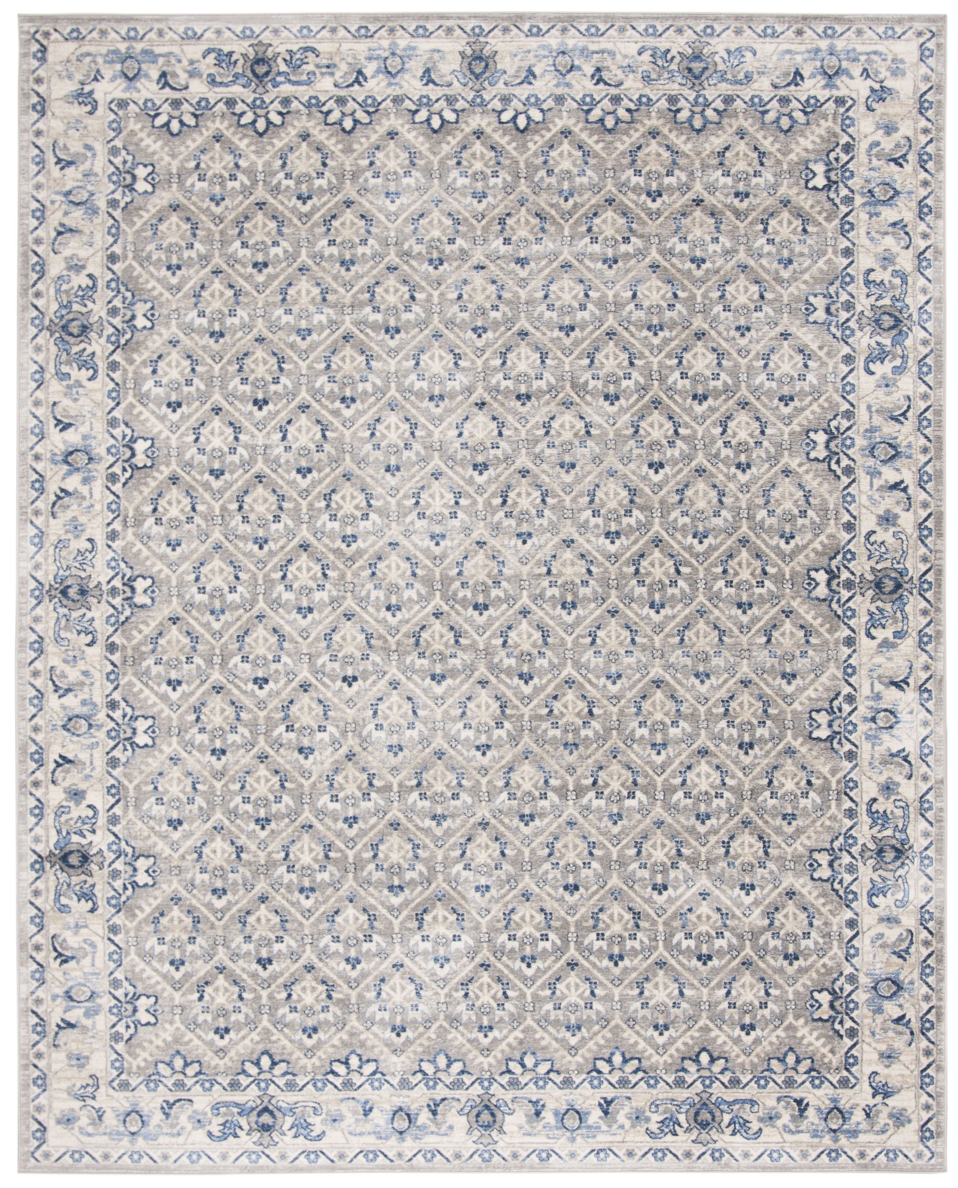 Brentwood Light Gray and Blue Synthetic 11' x 15' Area Rug