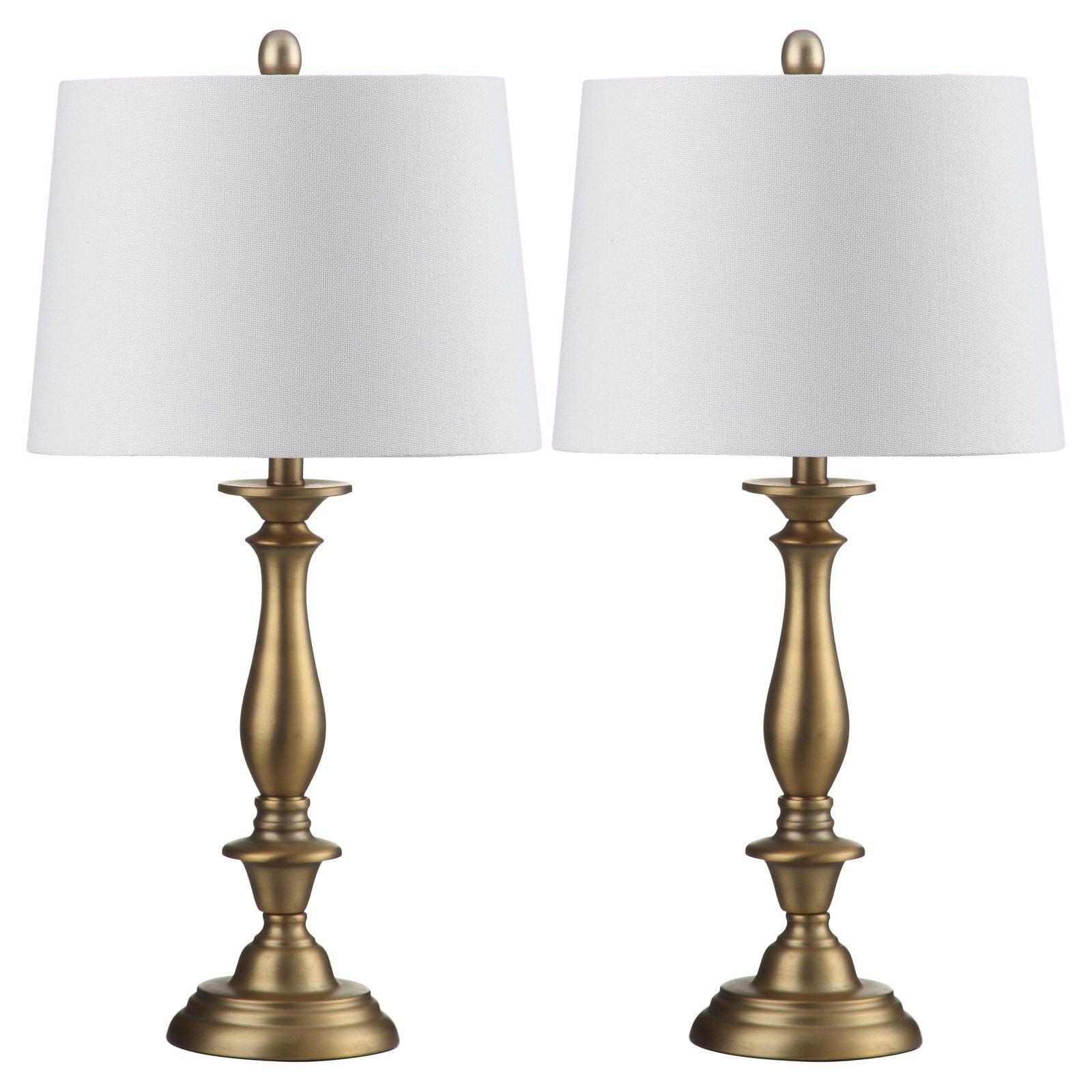 Brighton 29" Gold Candlestick Table Lamp Set with White Shades