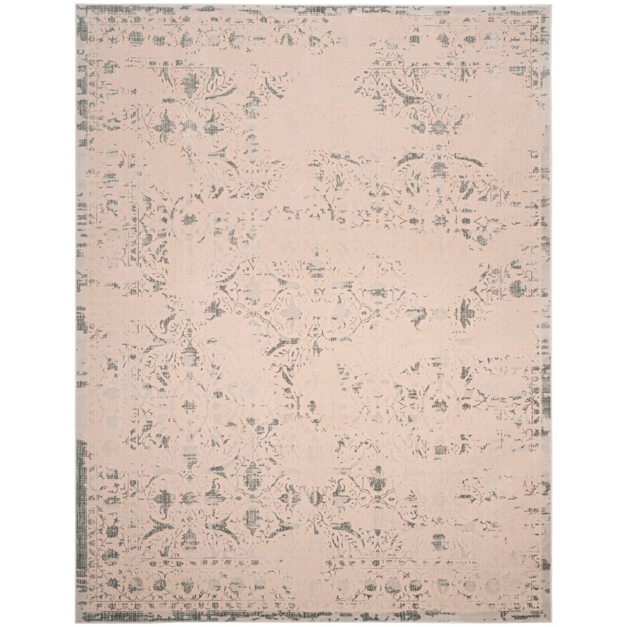 Handmade Rectangular 9' x 12' Cream/Light Blue Synthetic Rug