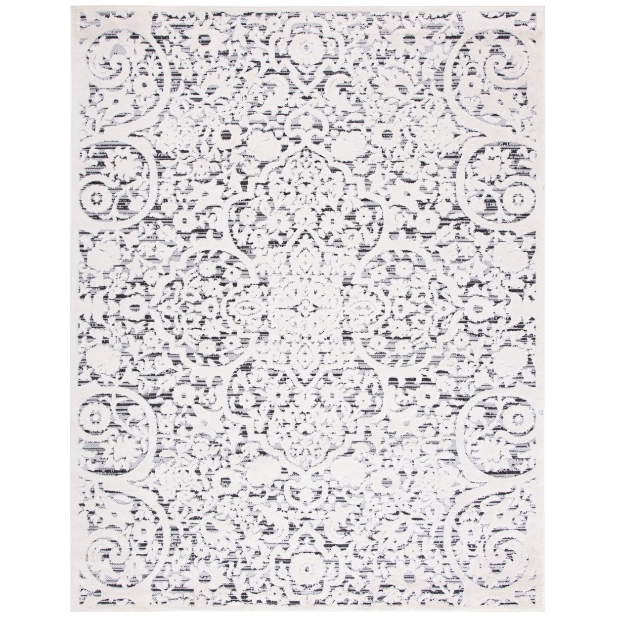 Cabana Floral Ivory & Grey Easy-Care Outdoor Rug - 54"x16"