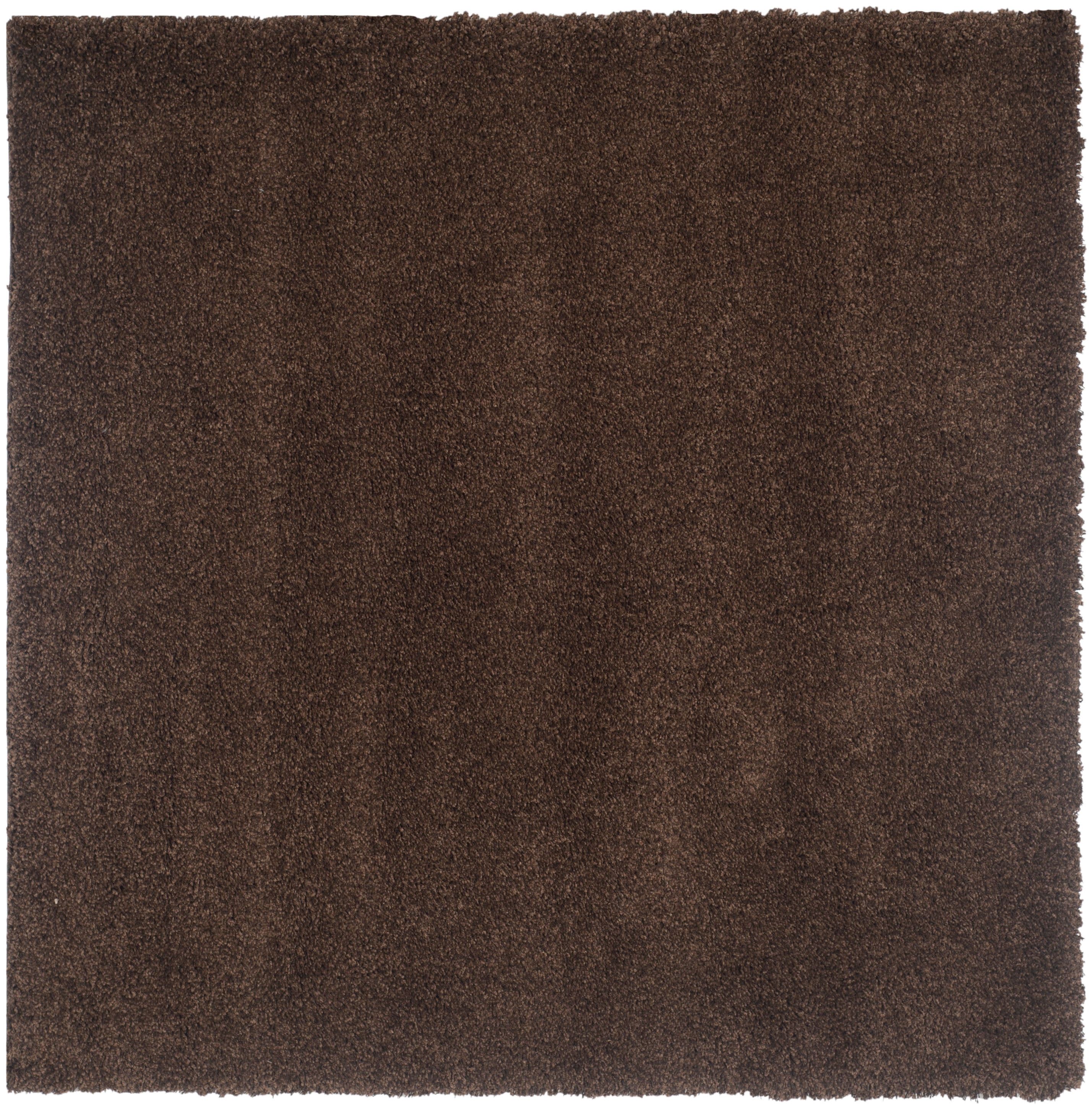 California Shag Brown 7 ft. Square Wool and Synthetic Rug