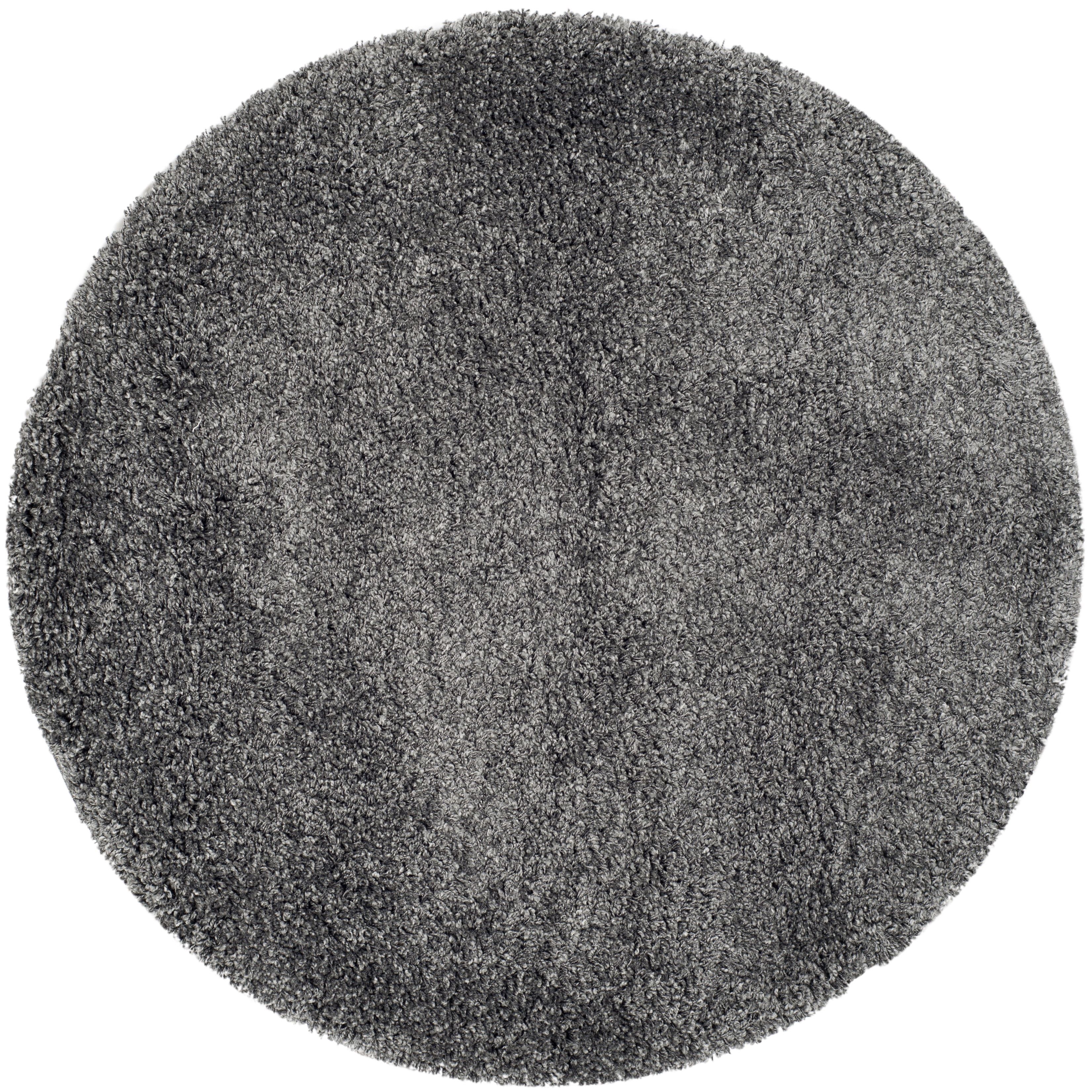 Dark Grey Round Tufted Shag Area Rug, 8'6"