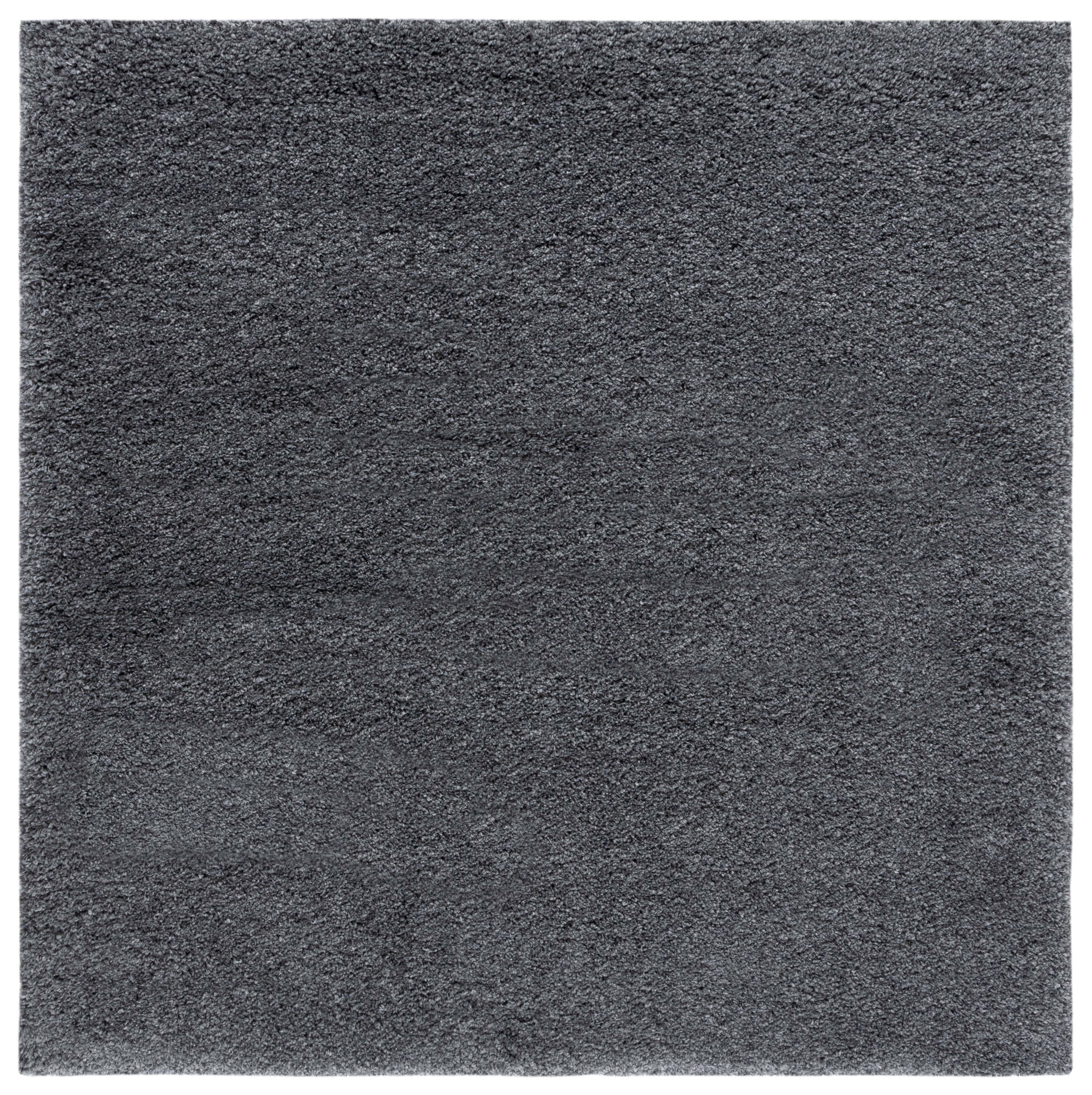 Dark Grey Square Hand-Knotted Shag Rug, 8'6"