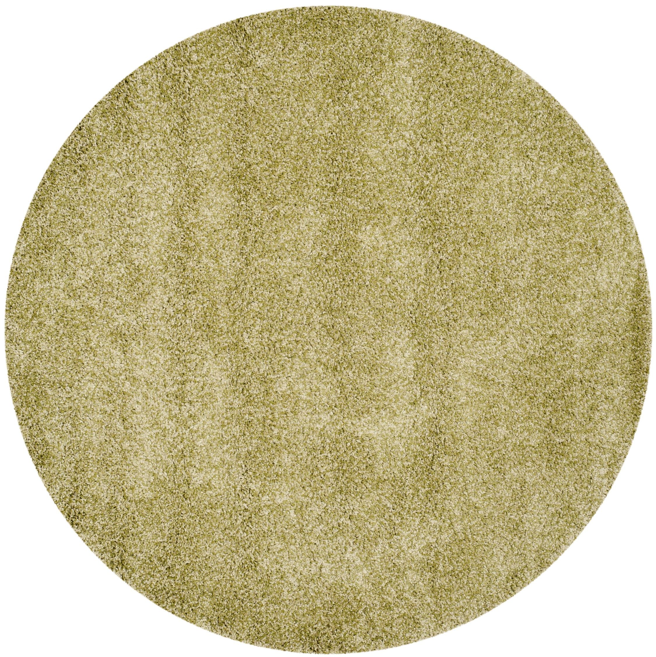 Lush Green 47" Round Handmade Shag Accent Rug