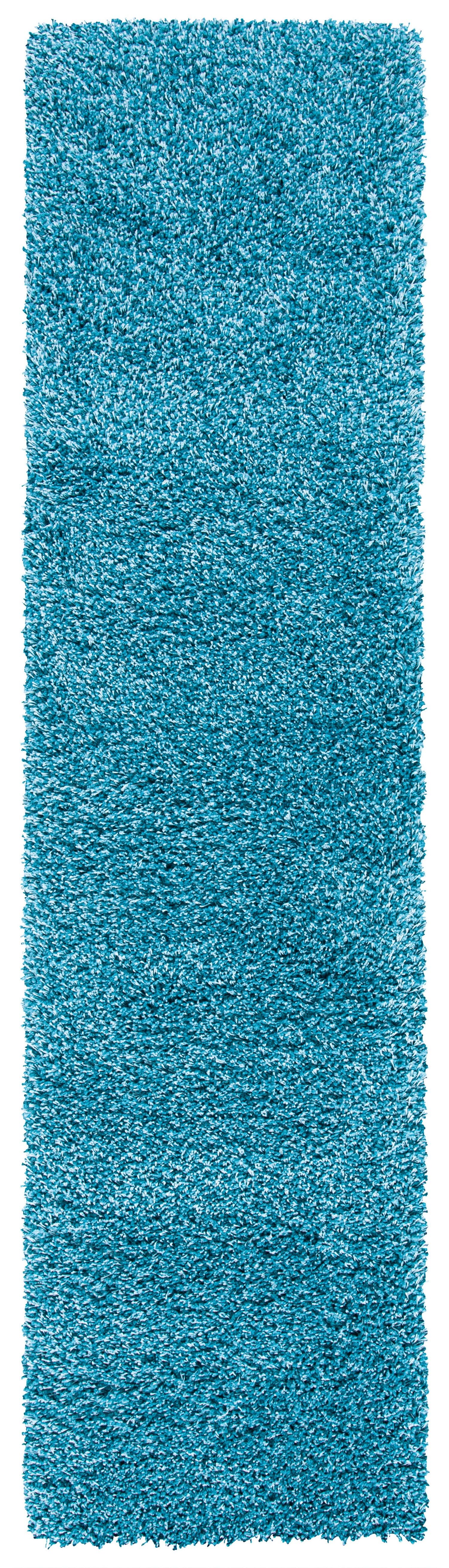 Turquoise Tufted Handmade Shag Runner Rug