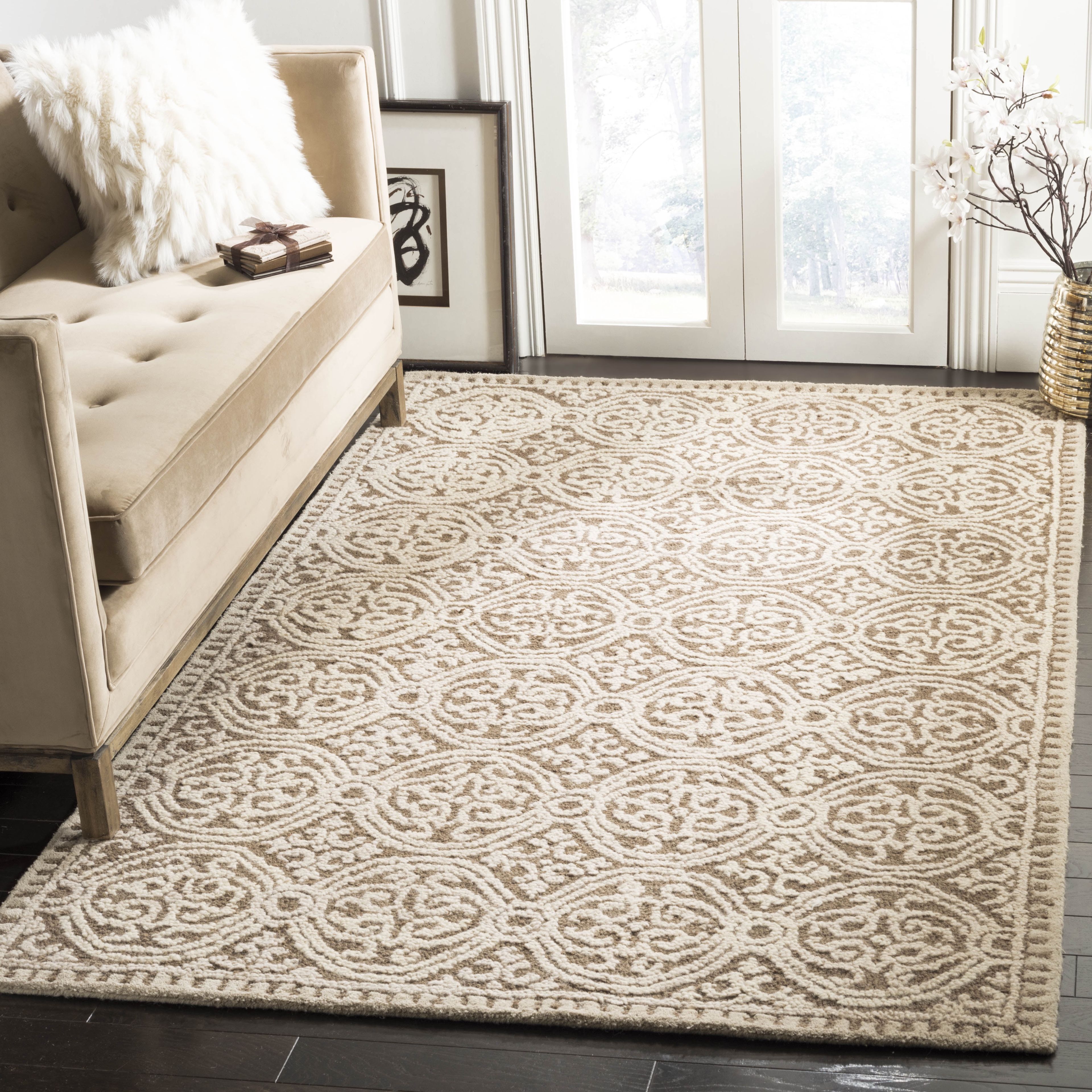 SAFAVIEH Cambridge Joseph Welsh Geometric Wool Area Rug, Tan/Multi, 6' x 9'