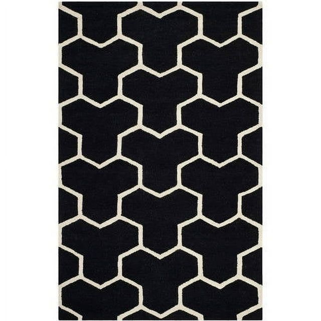 Handmade Black and Ivory Wool Tufted 8' x 10' Area Rug