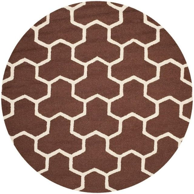 Cambridge Dark Brown and Ivory Hand-Tufted Wool Round Rug