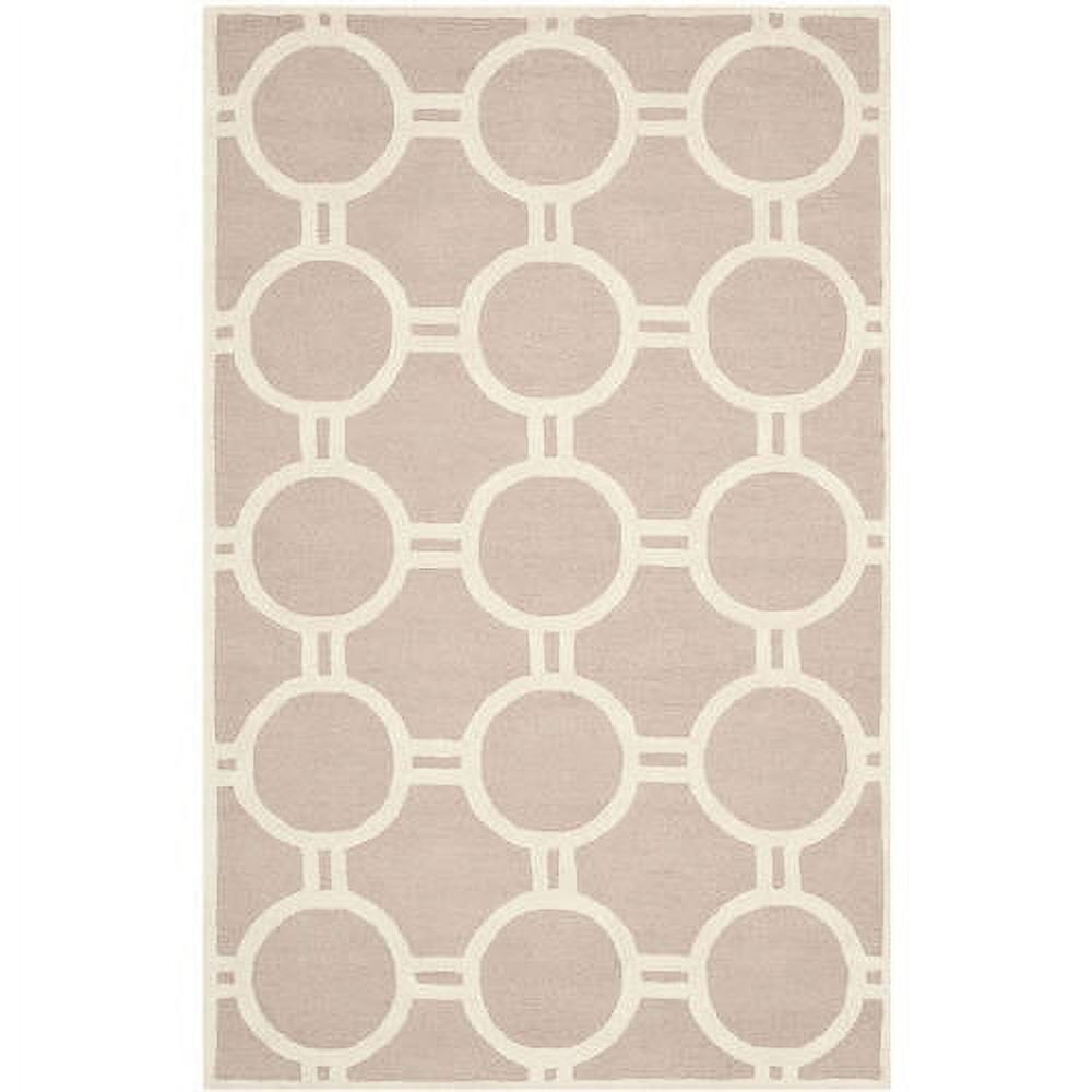 Handmade Beige/Ivory Tufted Wool Square Rug, 8' x 8'