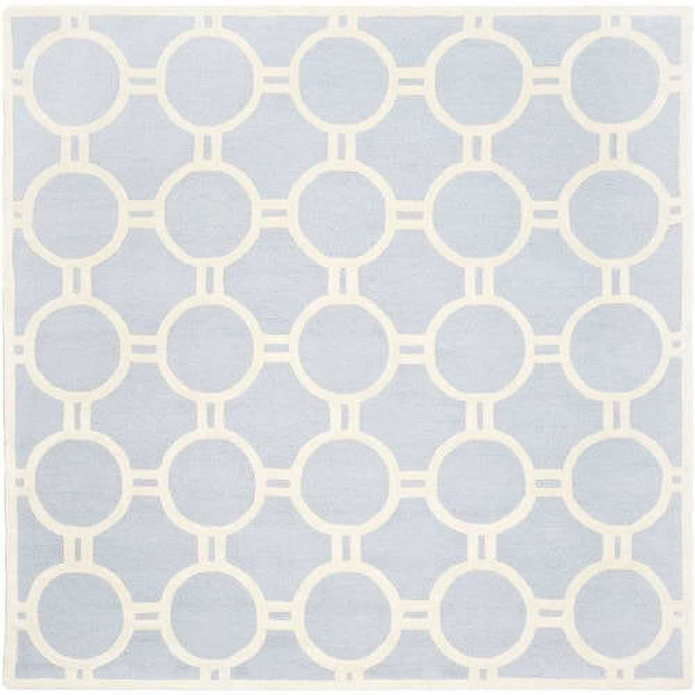 Hand-tufted Light Blue and Ivory Wool 8' Square Area Rug