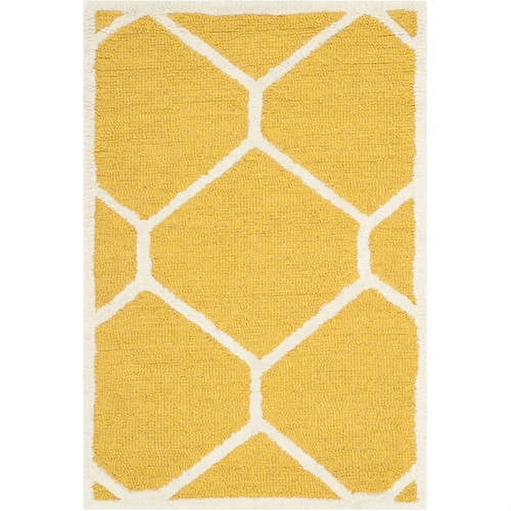 Hand-Tufted Cambridge Wool Rug in Gold/Ivory, 3' x 5'