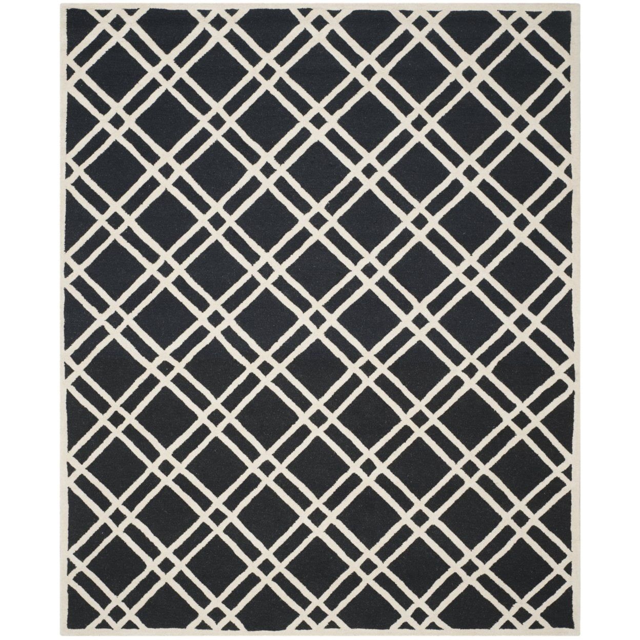 Handmade Black and Ivory Tufted Wool Round Rug