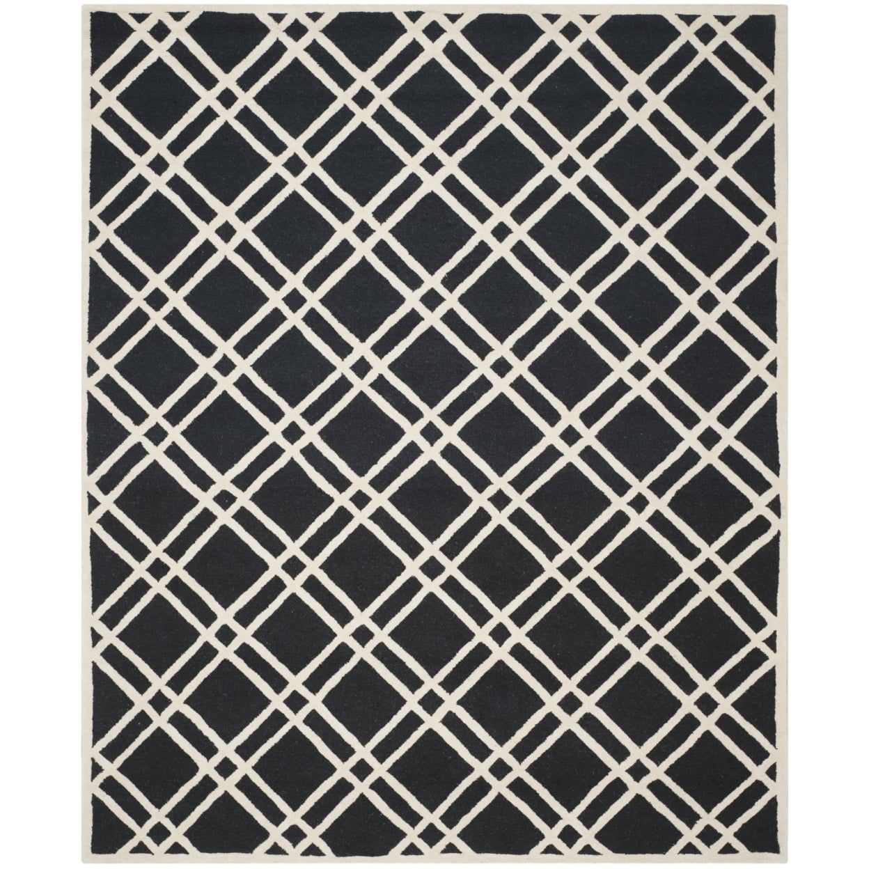 Hand-Tufted Black and Ivory Wool 8' x 10' Area Rug