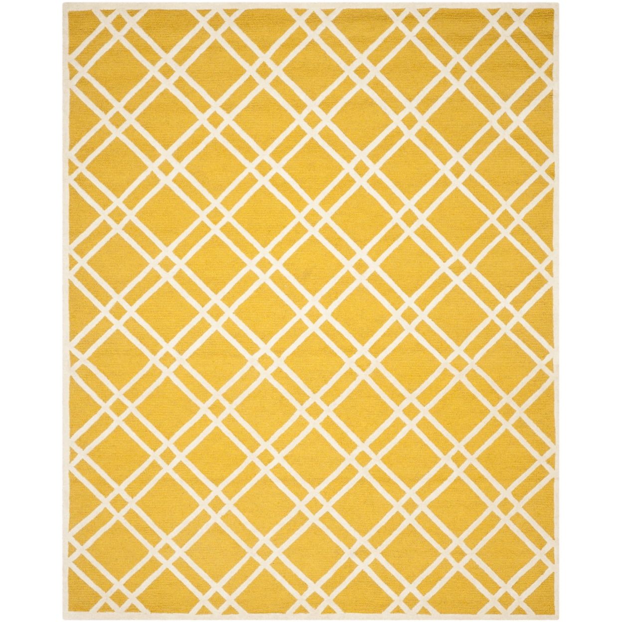 Hand-Tufted Gold and Ivory Wool Geometric 6' x 9' Area Rug