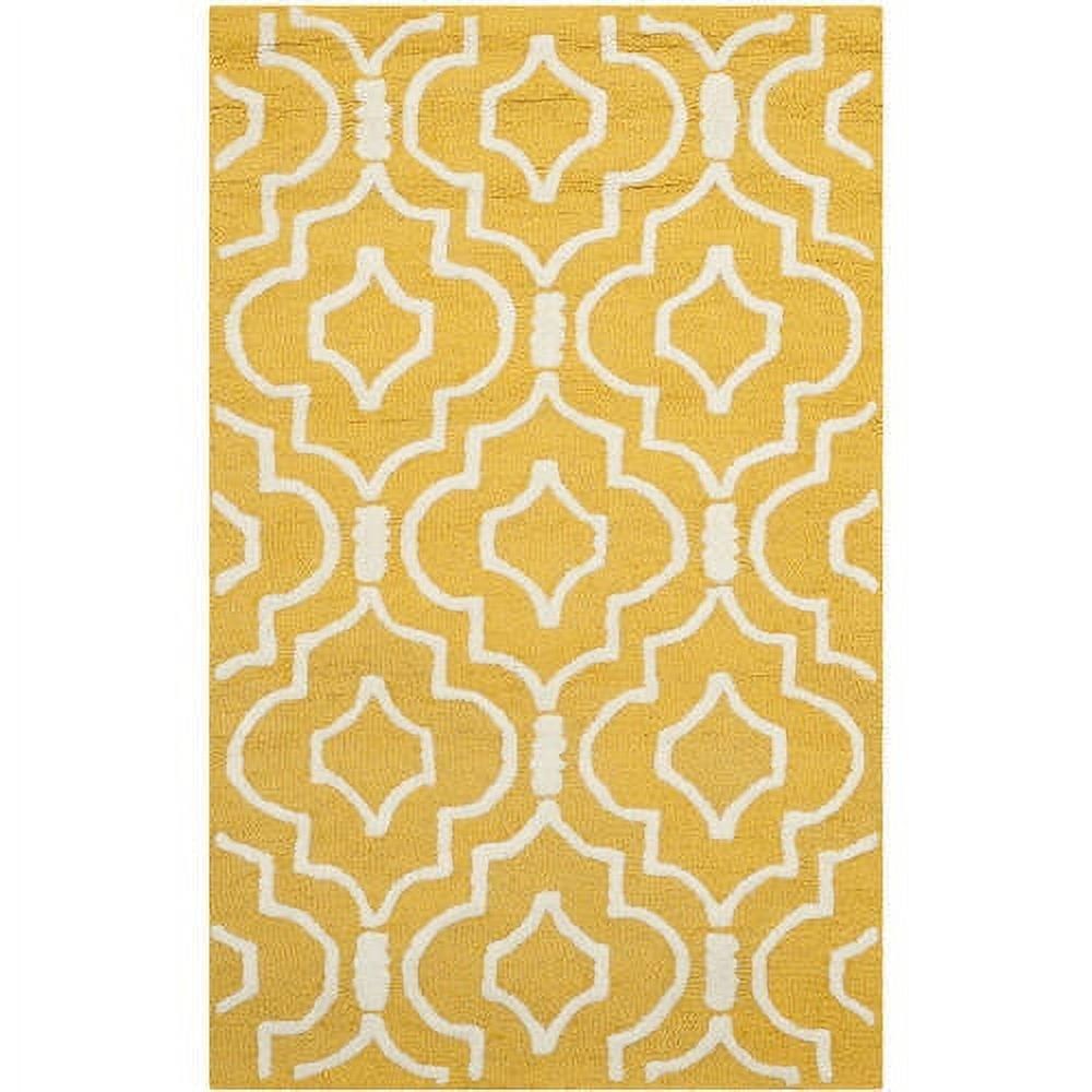 Gold and Ivory Hand-Tufted Wool 3' x 5' Area Rug