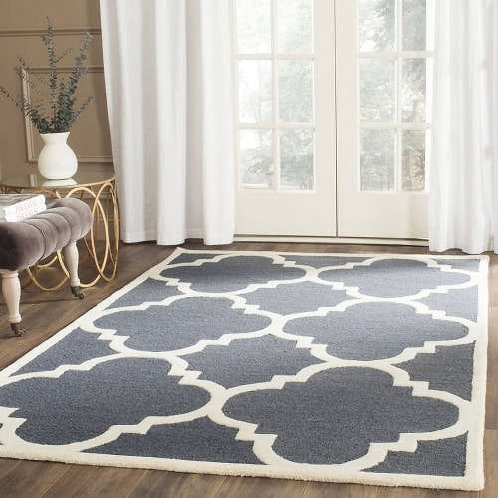 Dark Grey and Ivory Hand-Tufted Wool Area Rug 4' x 6'