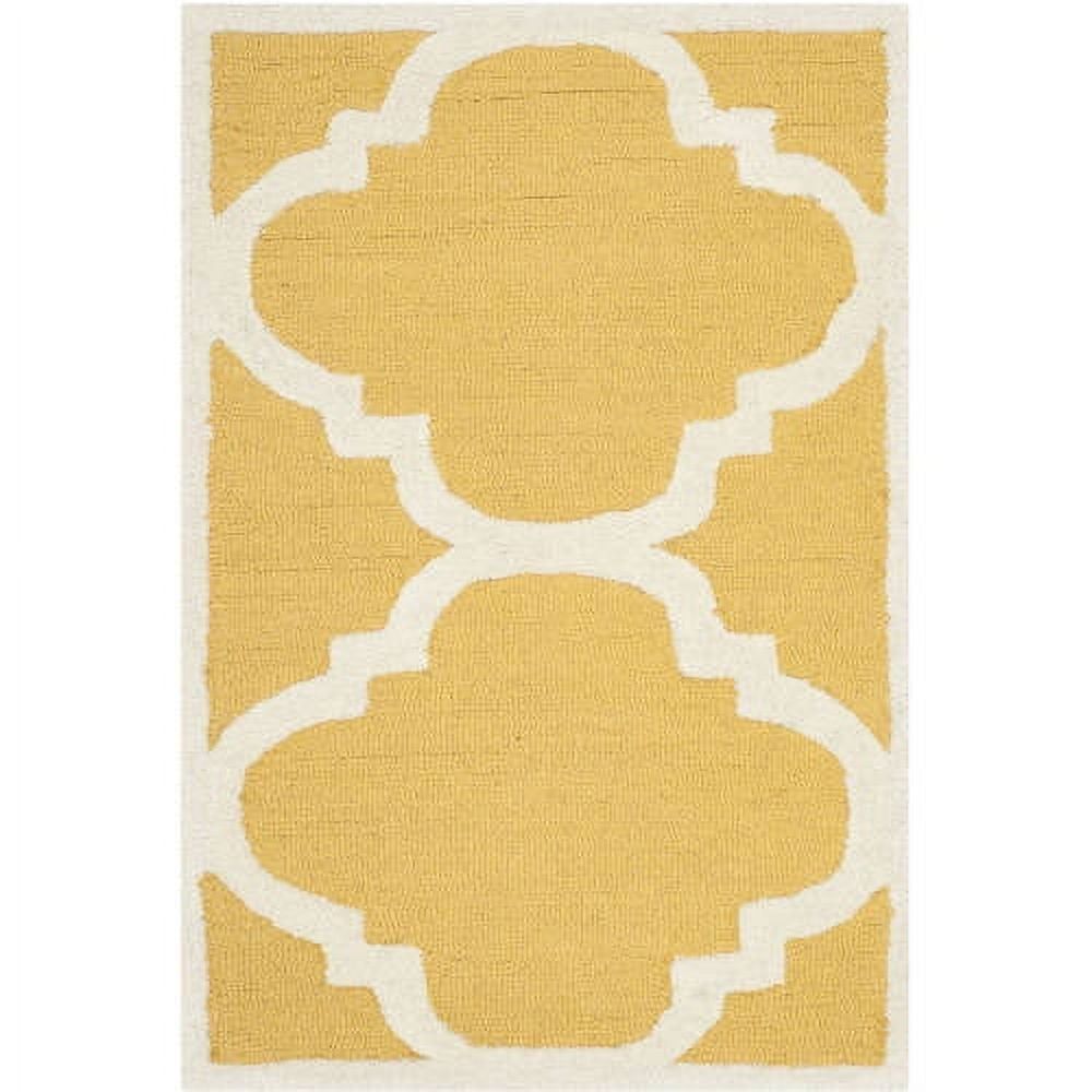 Ivory Gold Hand-Tufted Wool 6' x 9' Rectangular Area Rug