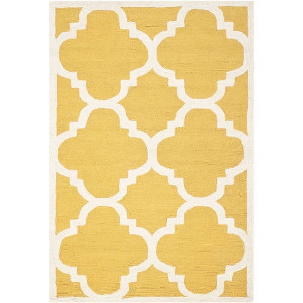 Elegant Gold and Ivory Hand-Tufted Wool 3' x 5' Rug