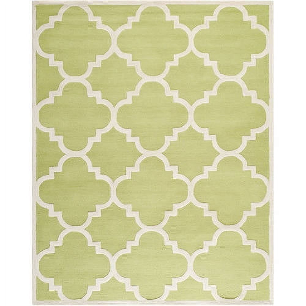 Green and Ivory Hand-Tufted Wool Geometric 8' x 10' Area Rug